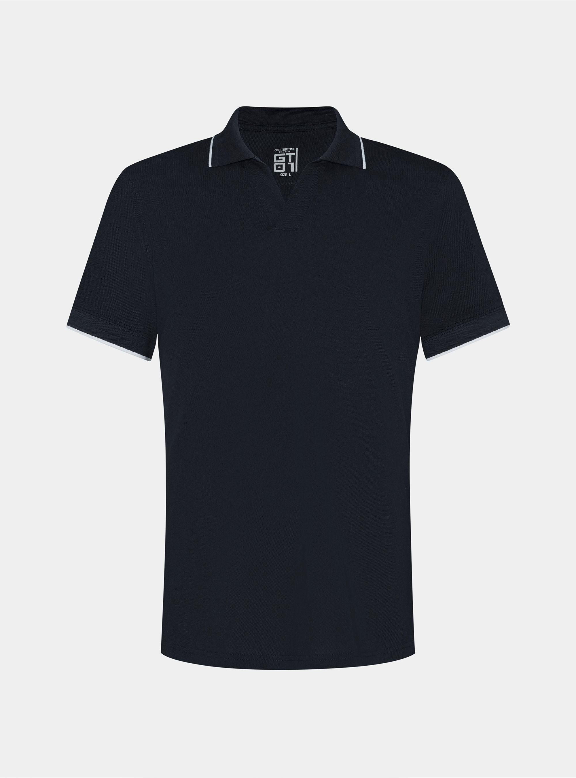 GT01 buttonless stretch pique polo shirt, NAVY BLUE