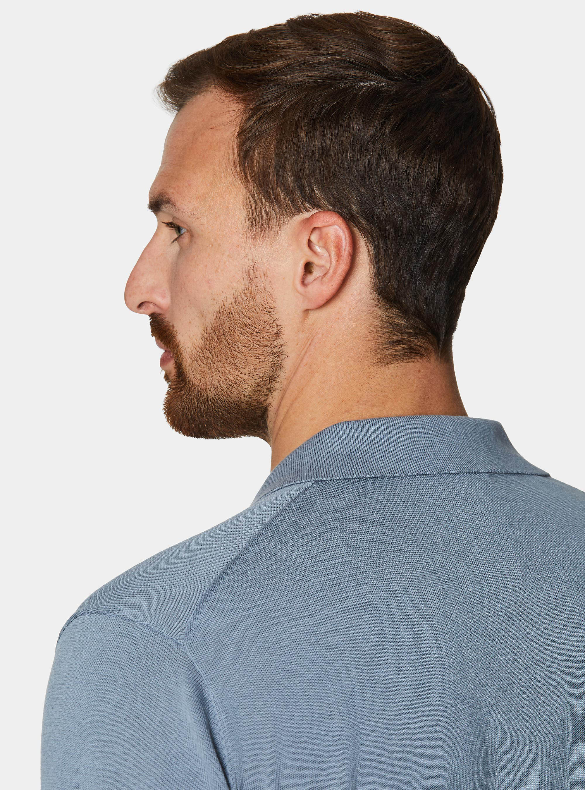 Buttonless knitted polo shirt in extra-fine cotton, AVIO 0292C