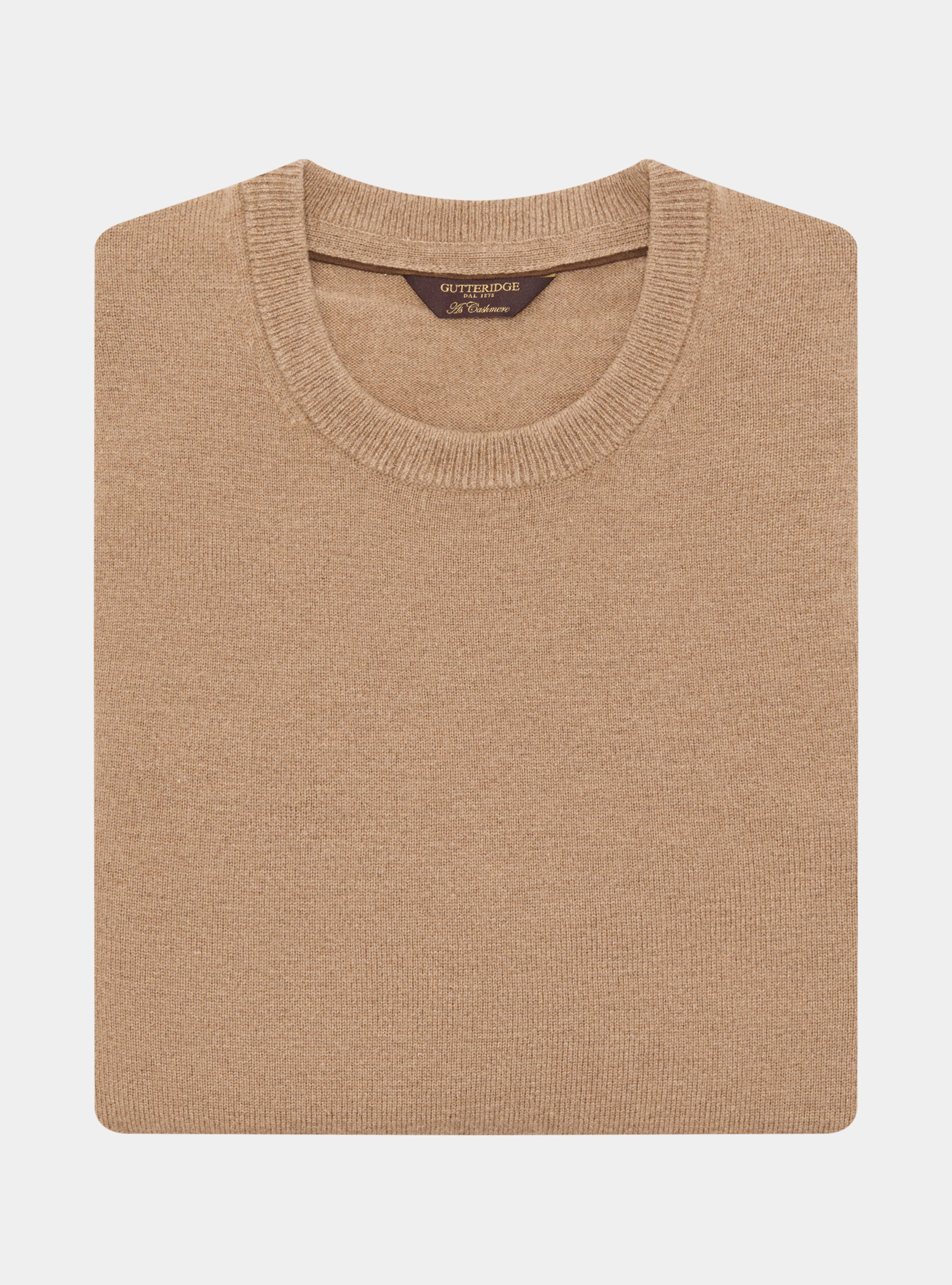 Maglia girocollo in lana lambswool e cashmere, CAMMELLO 0570C
