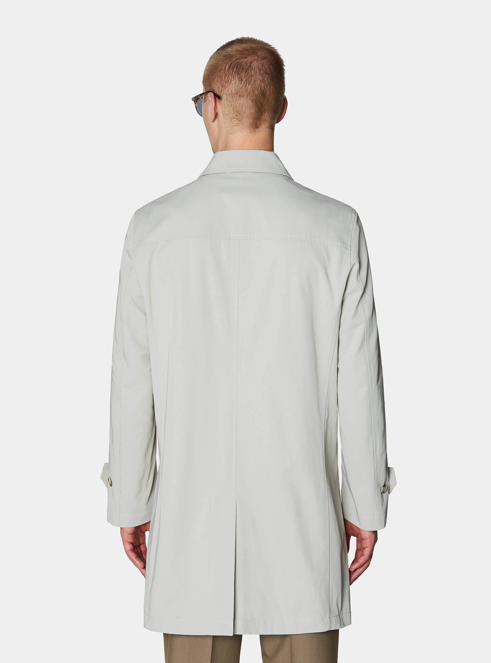 Single-breasted raincoat in cotton blend, ECRU