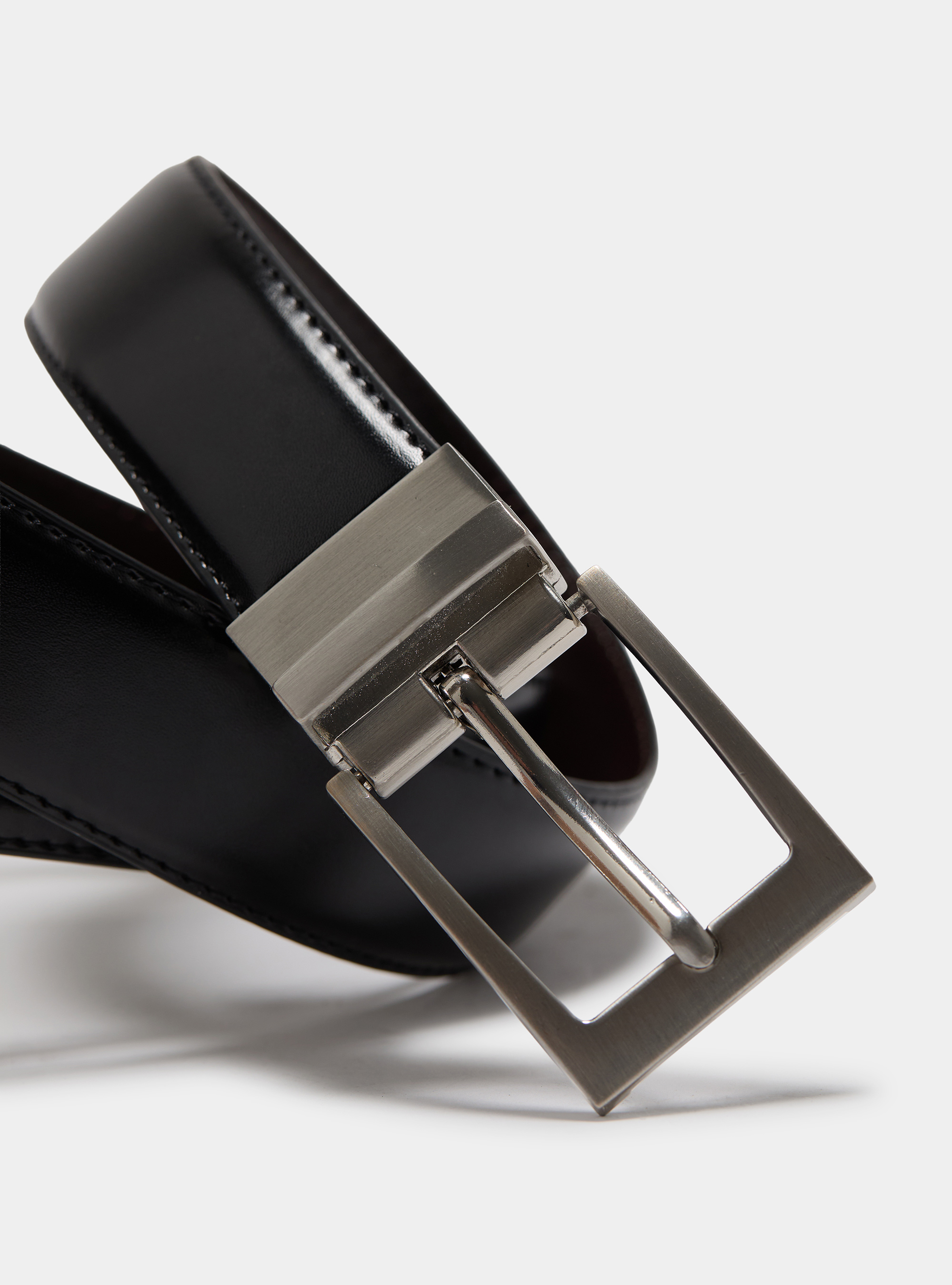 Classic reversible leather belt, BLACK