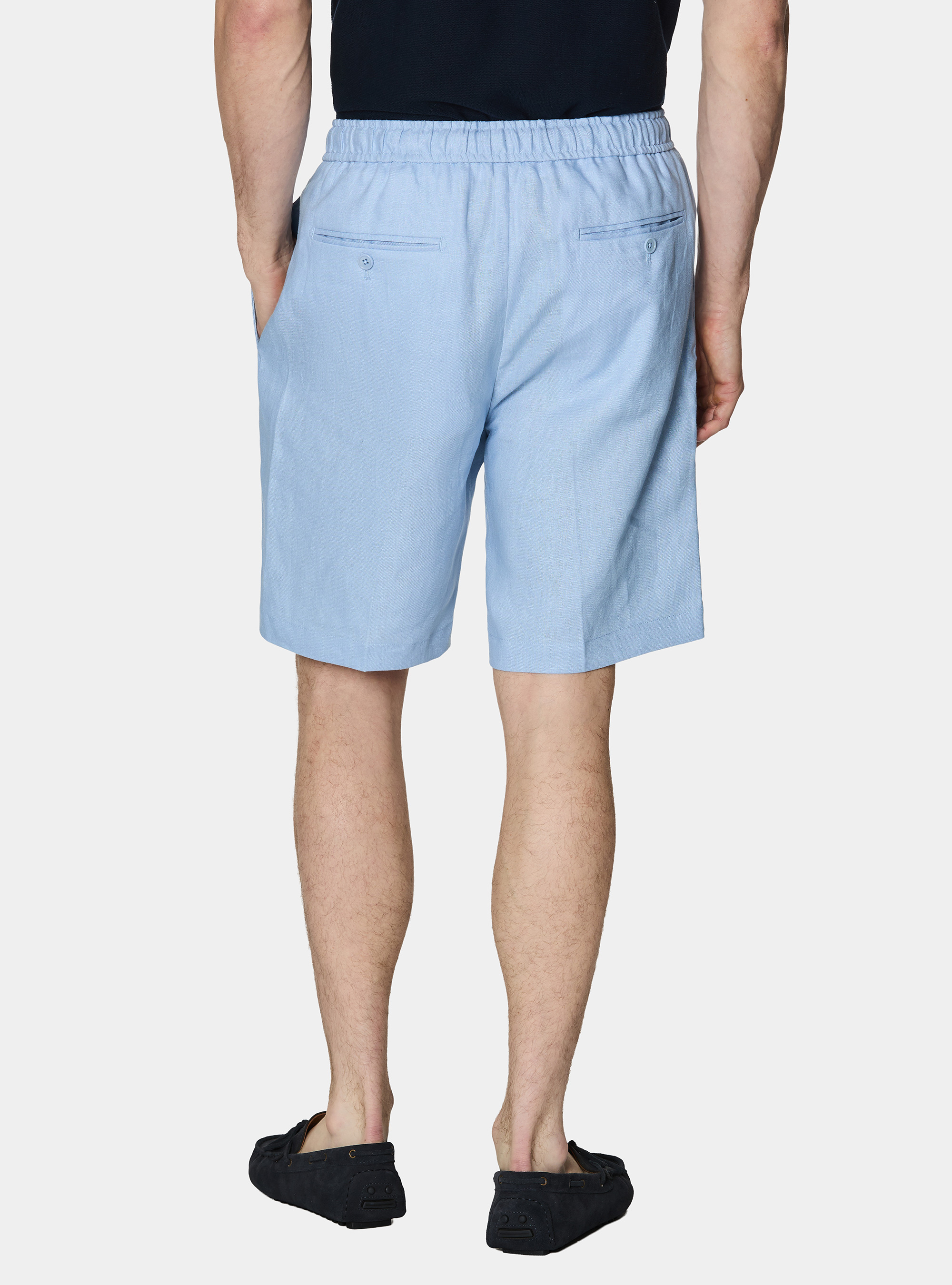 Bermuda en lin avec cordon de serrage, 0266C AZZURRO