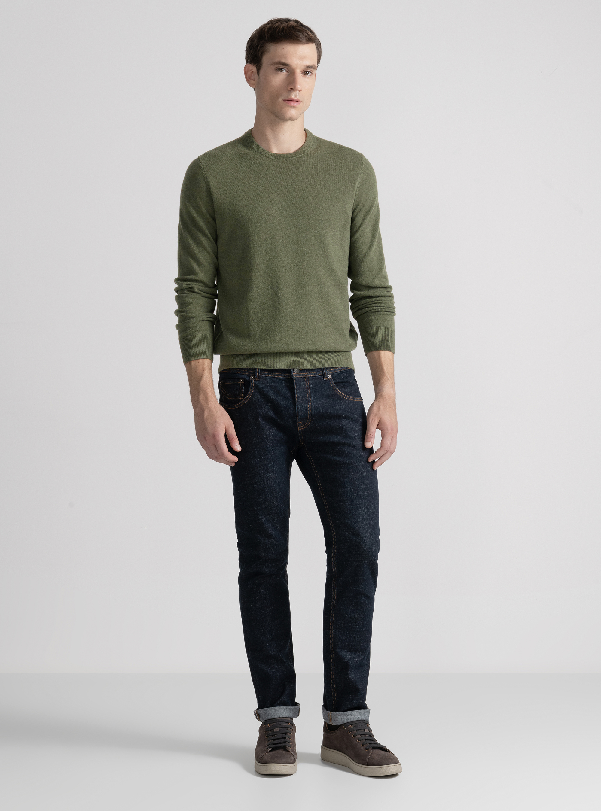 Cashmere crew-neck sweater, SALVIA 0602C
