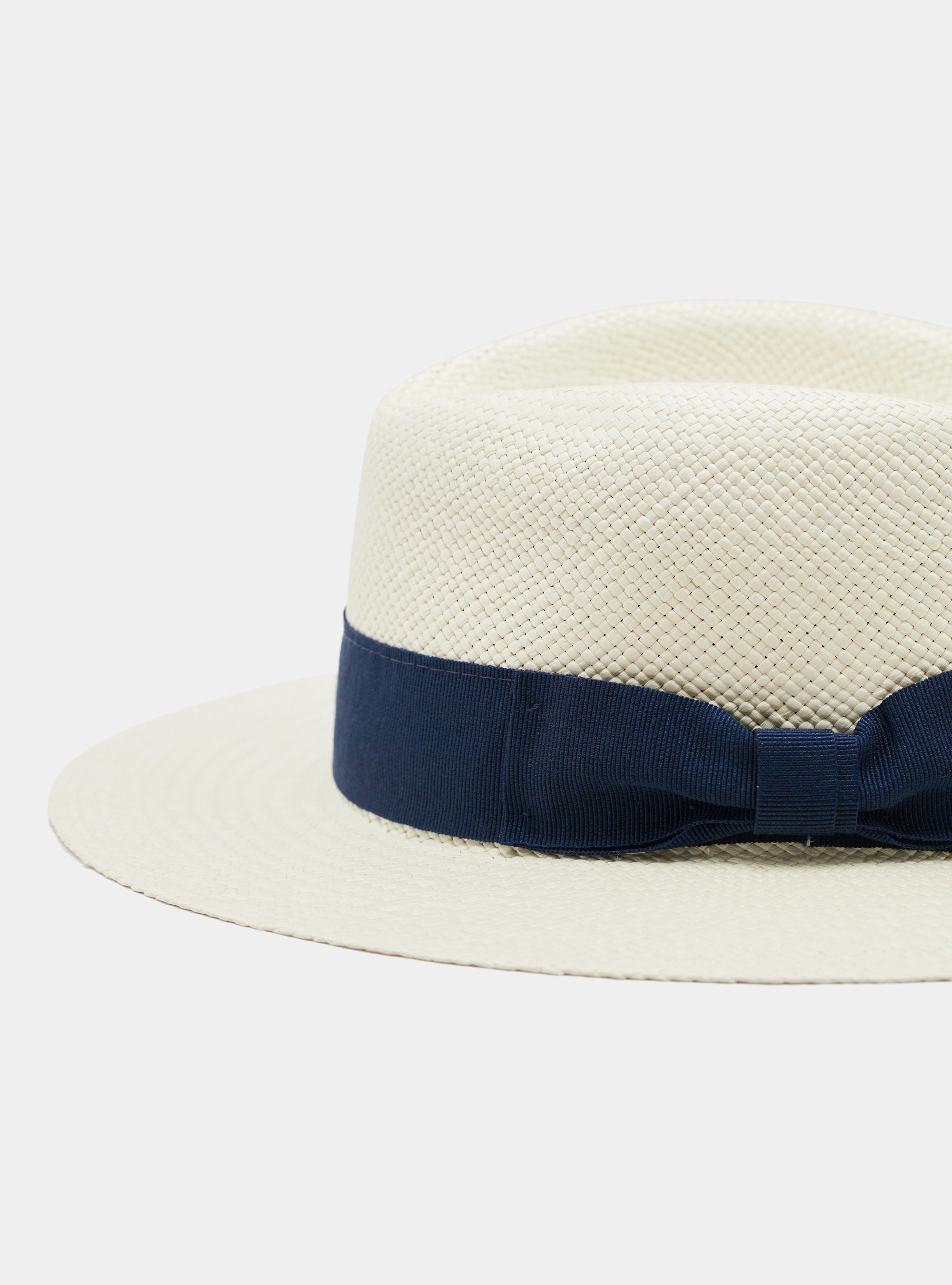 Panama hat with a band, WHITE / BLUE NAVY