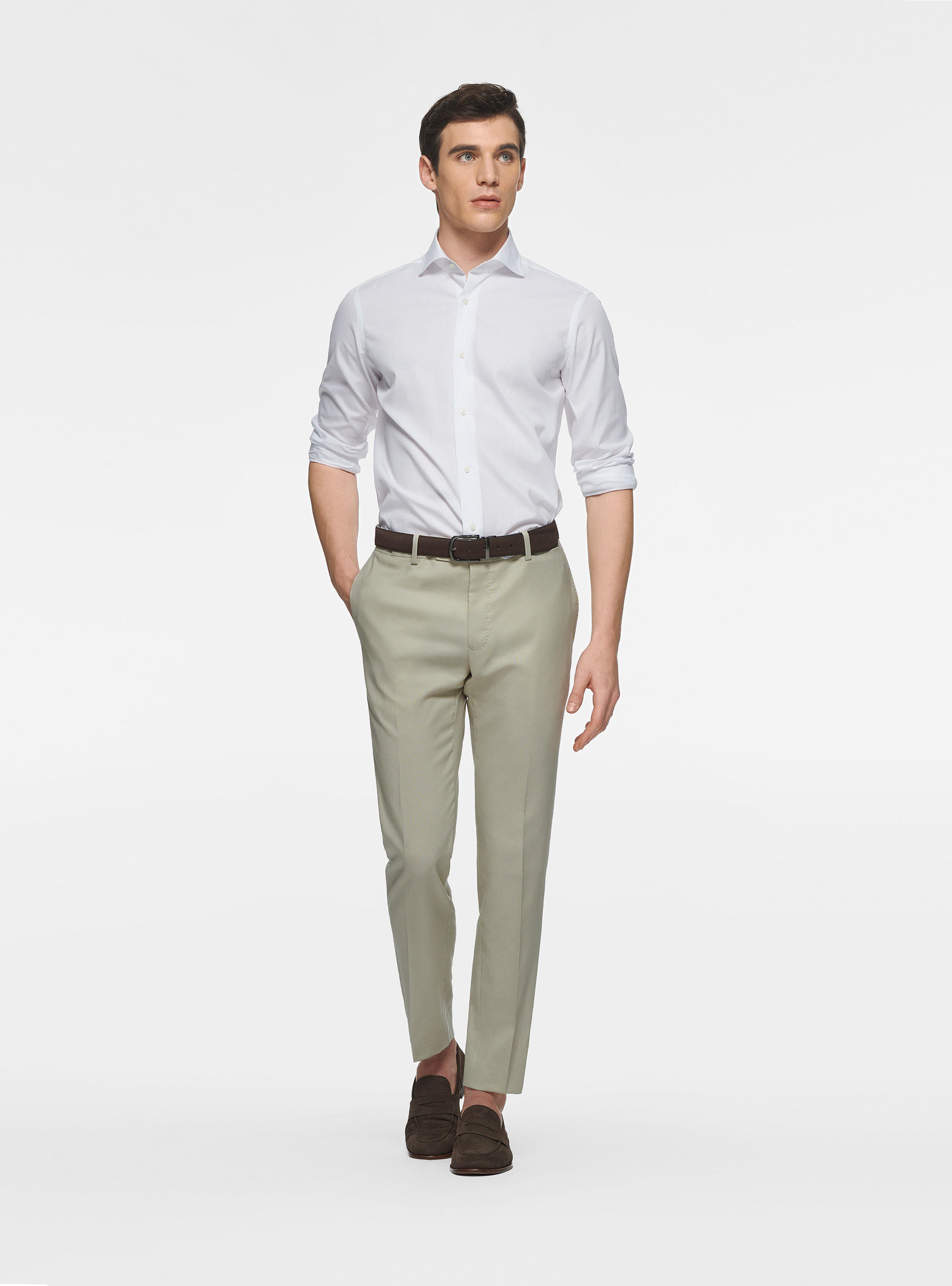 Chemise en coton fil &agrave; fil, BLANC