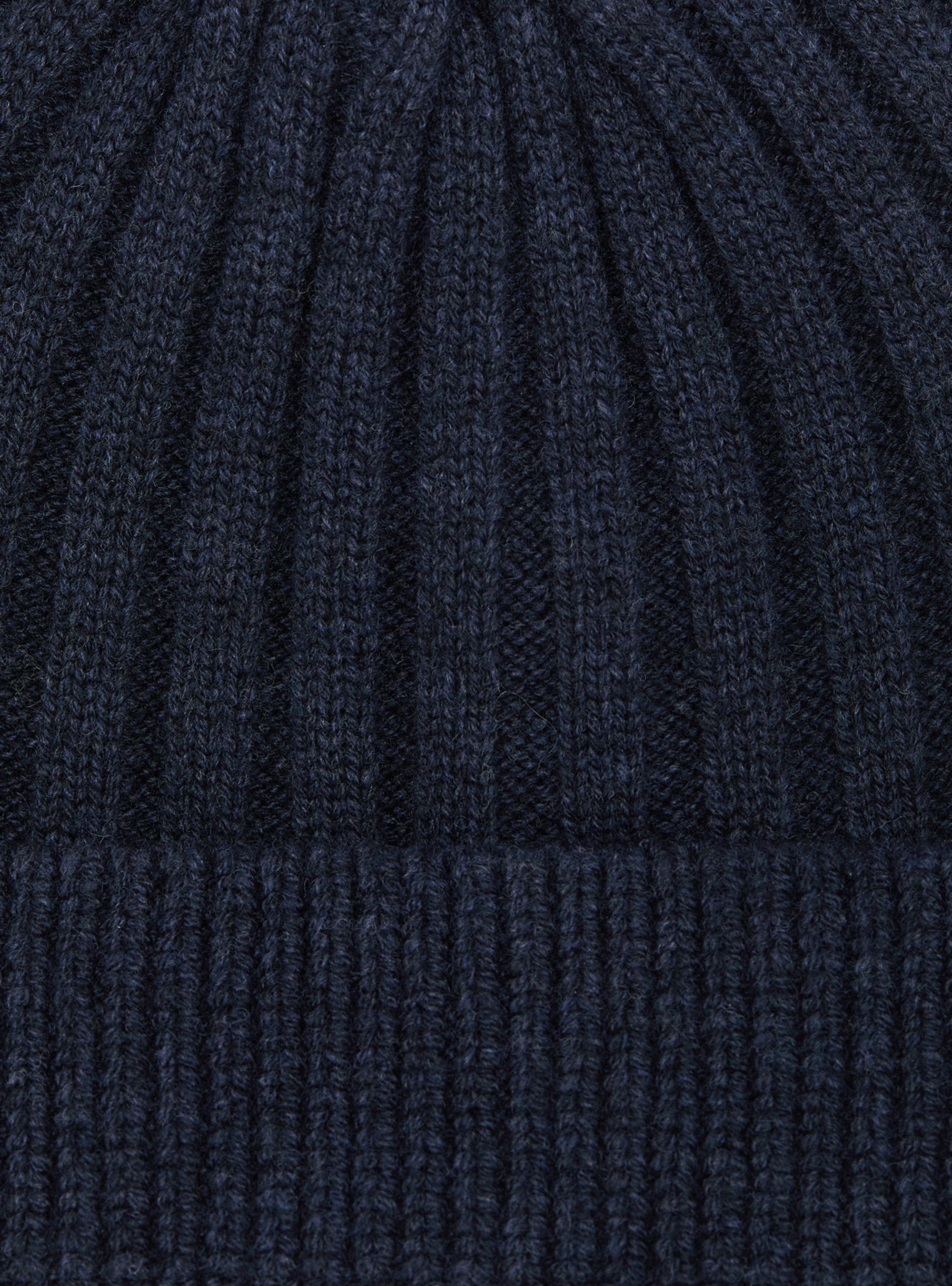 Englische Rippenm&uuml;tze aus Kaschmir, NAVY 0218C