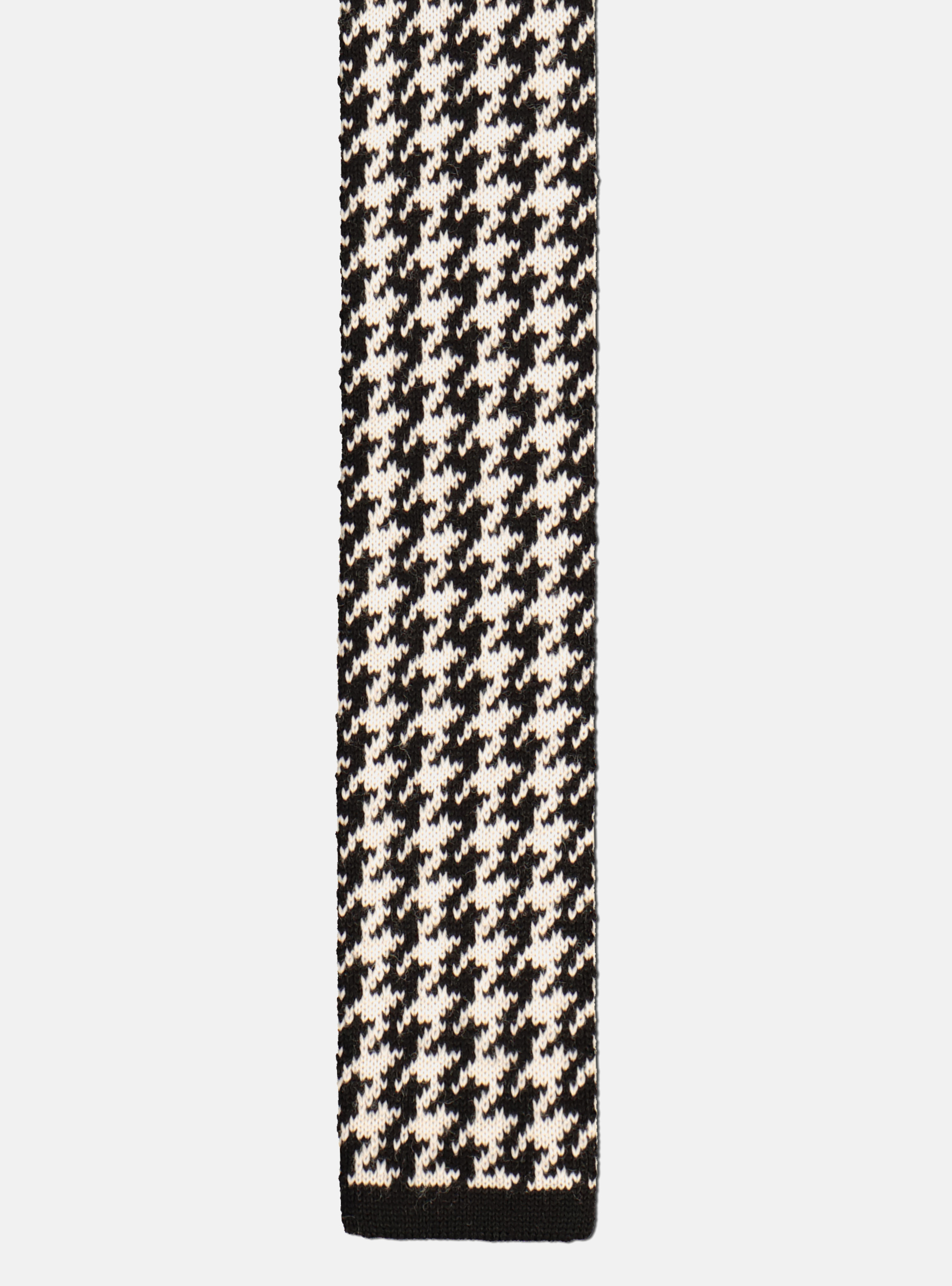 Pied de poule knitted wool tie, BLACK