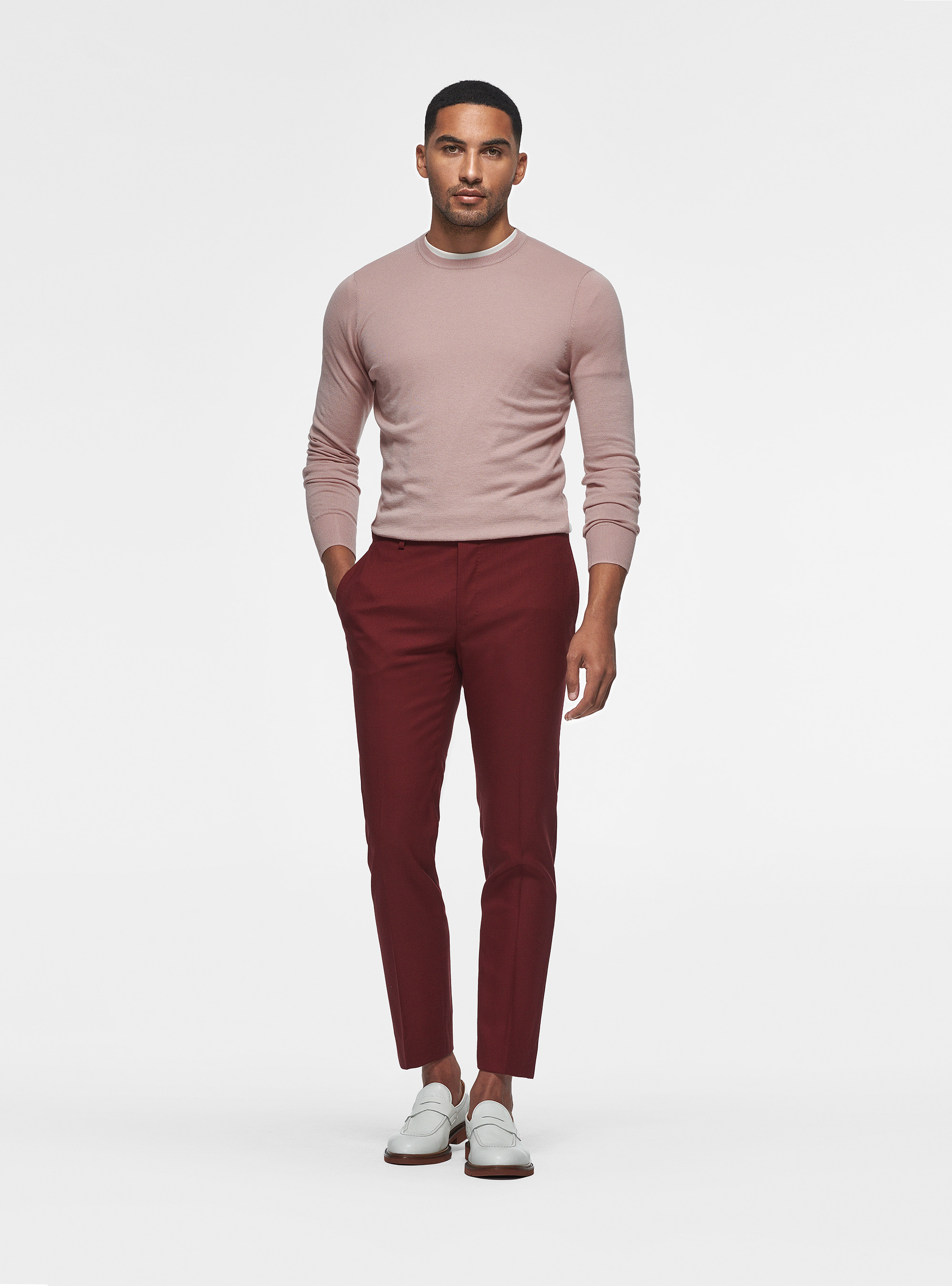 Pullover mit Rundhalsausschnitt aus Baumwolle, Seide und Kaschmir, 0441C ROSA SCURO