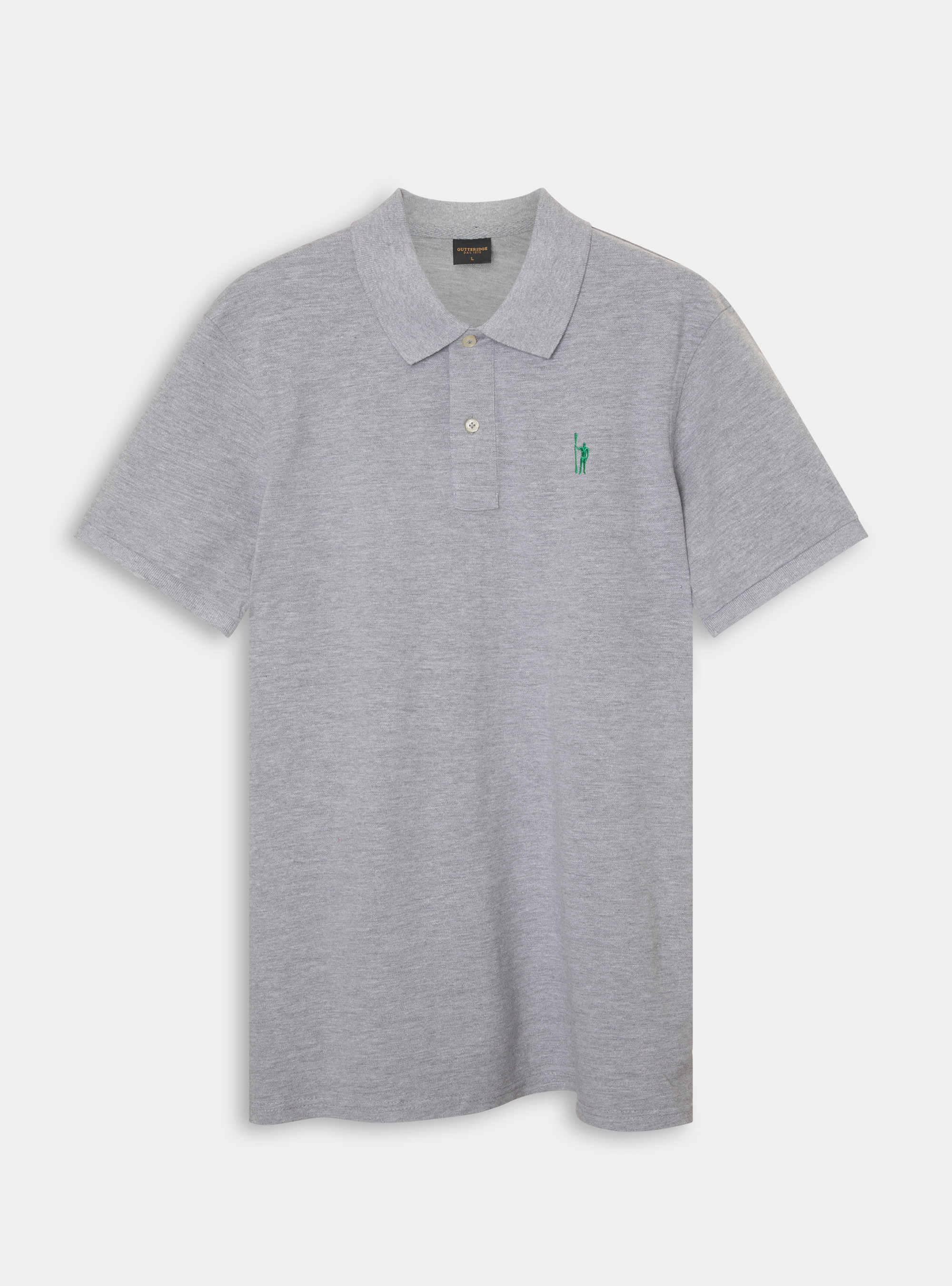 Polo classique en coton piqu&eacute; avec broderie, ASPHALTE
