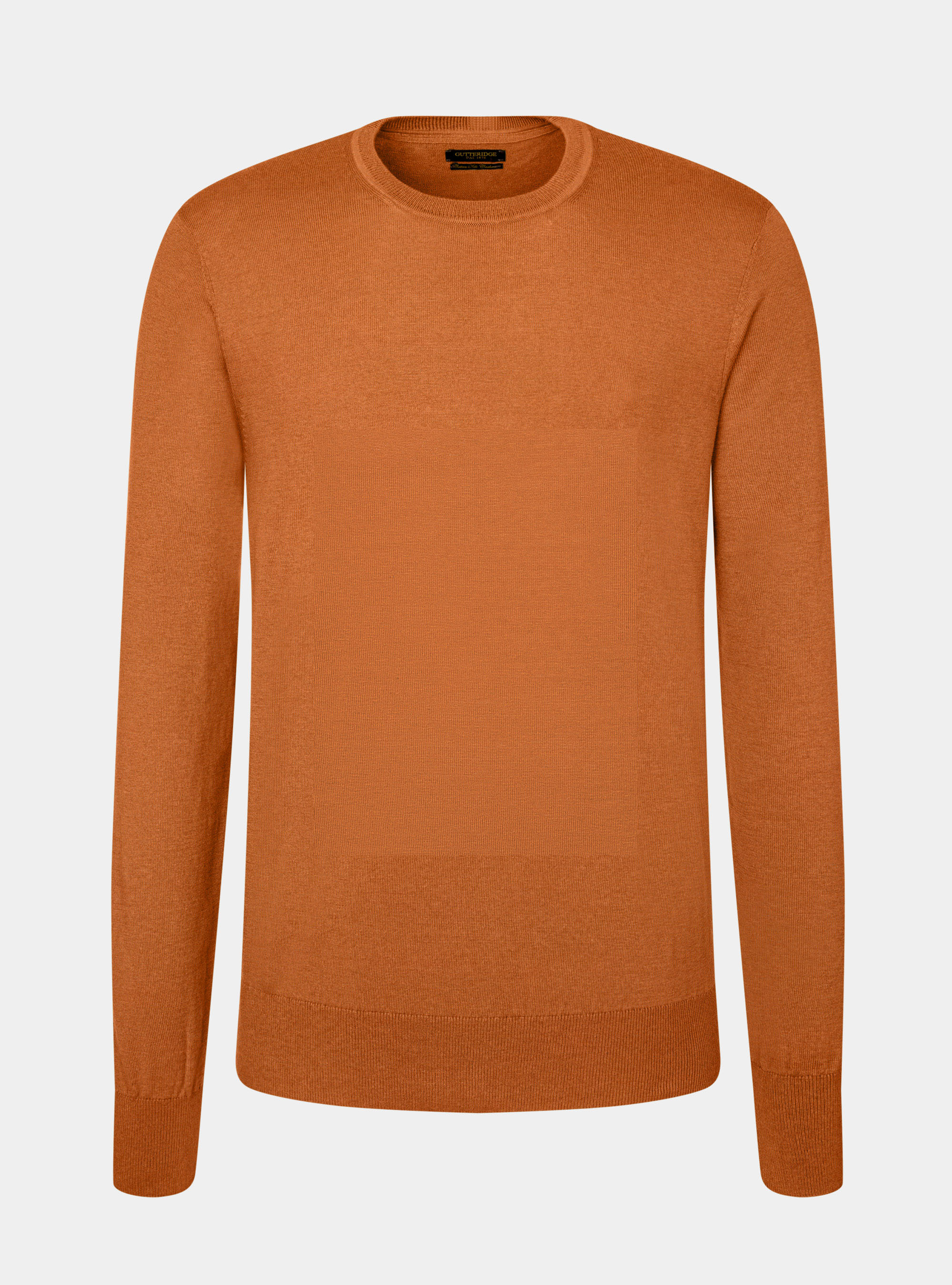 Silk and cotton crew-neck sweater, ORANGE