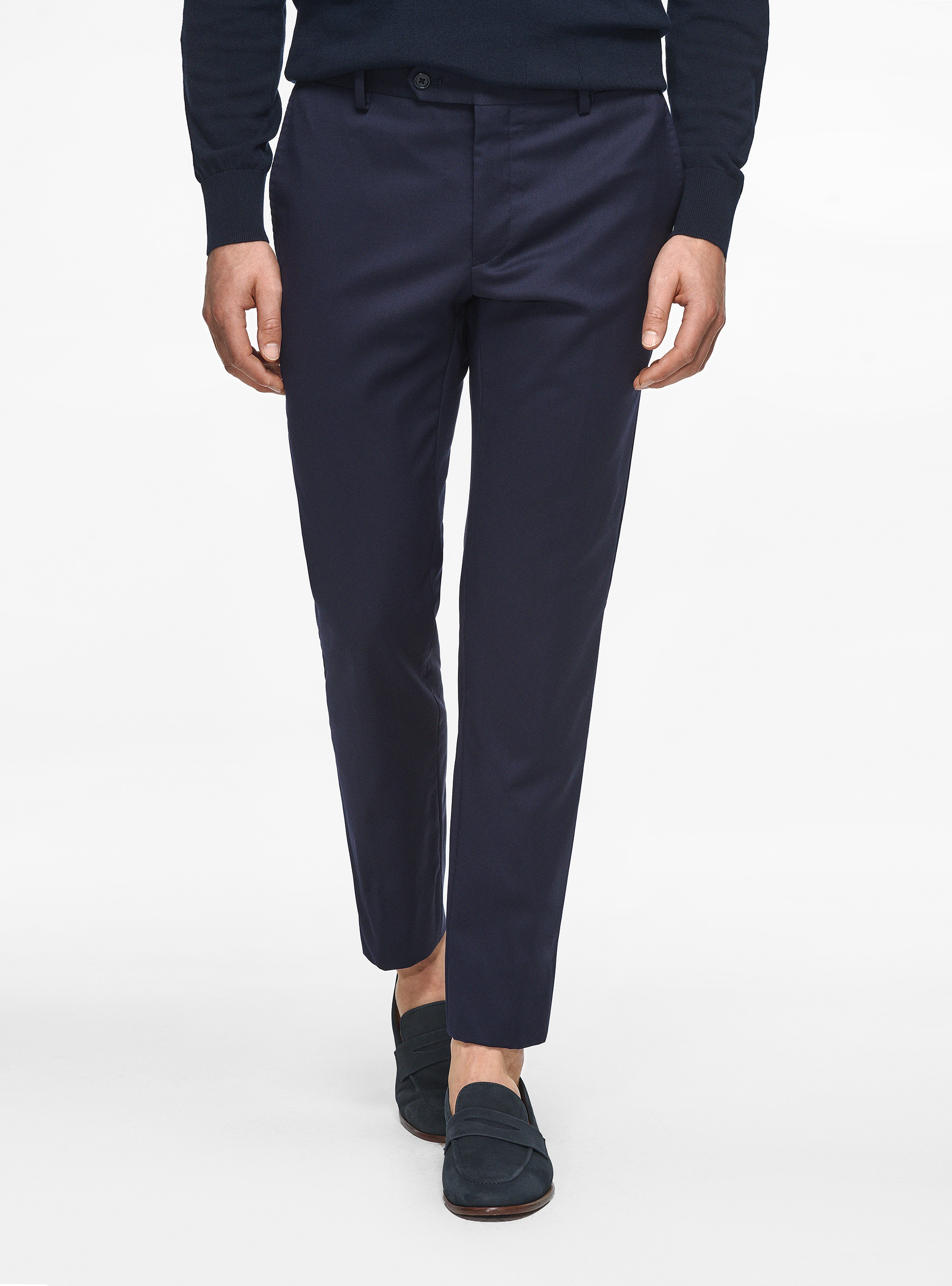 Trousers in pure 110's superfine wool, NAVY BLUE