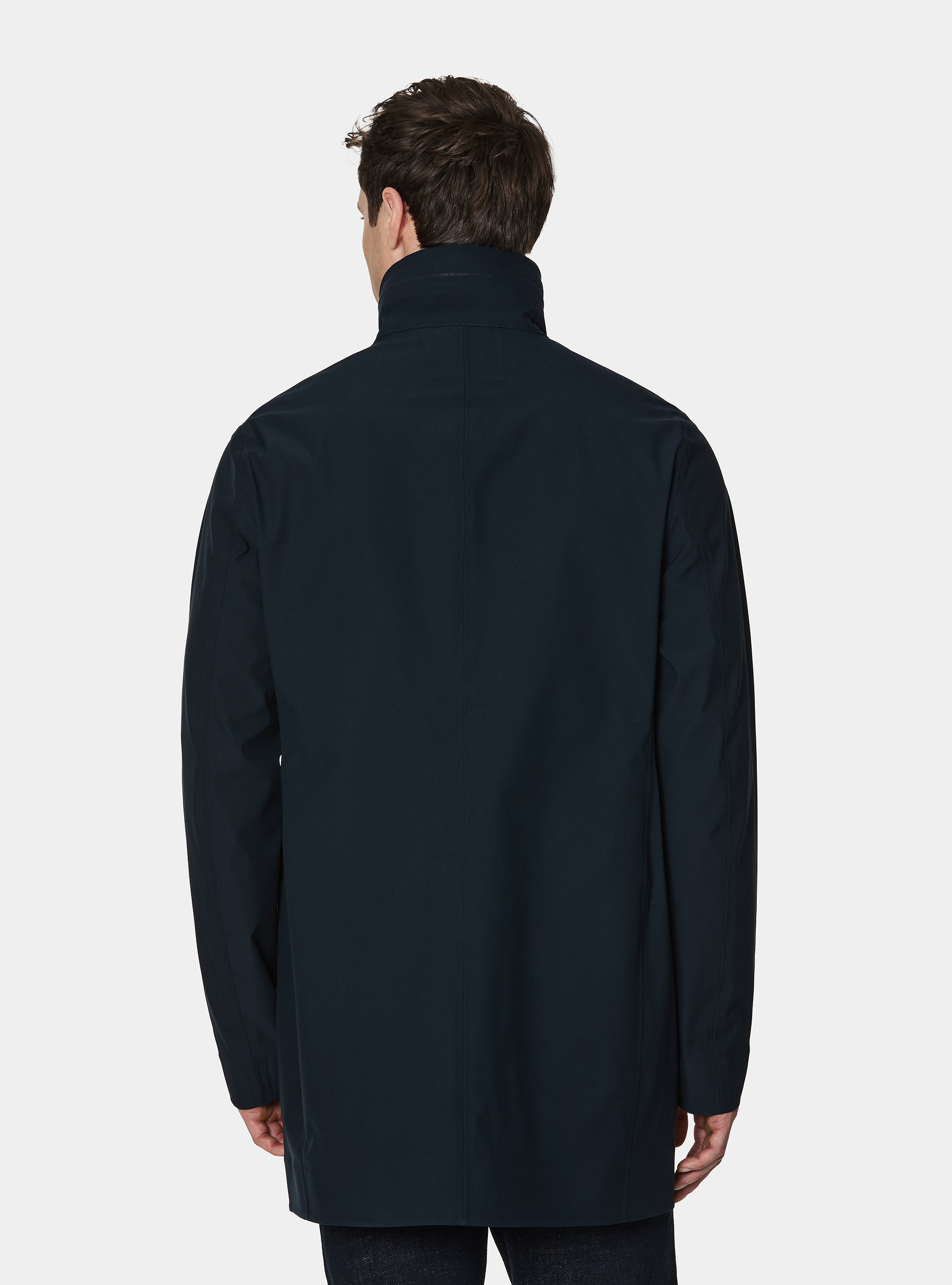 GT01 long jacket in technical fabric, NAVY BLUE
