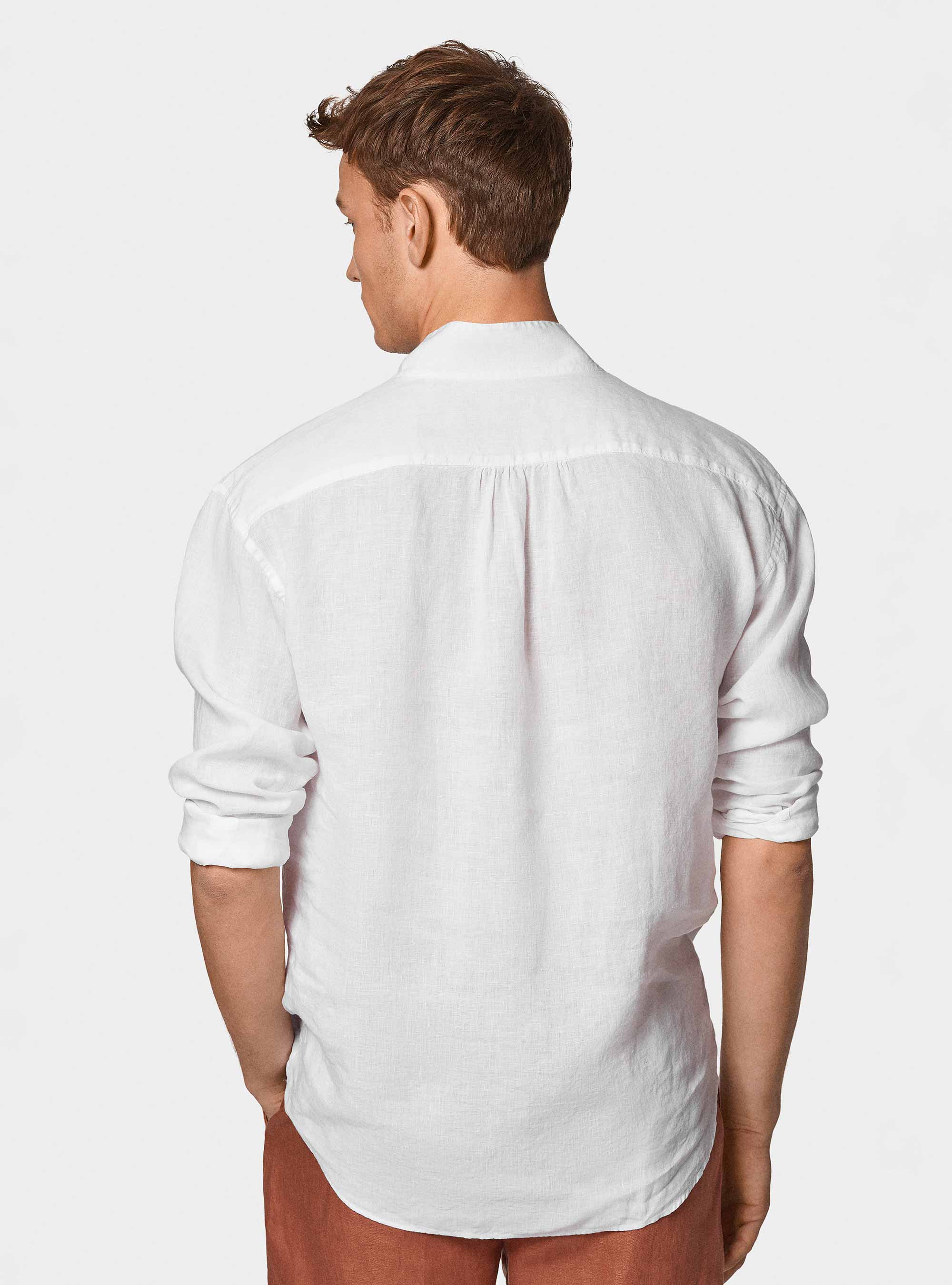 Chemise cor&eacute;enne en pur lin, BLANC