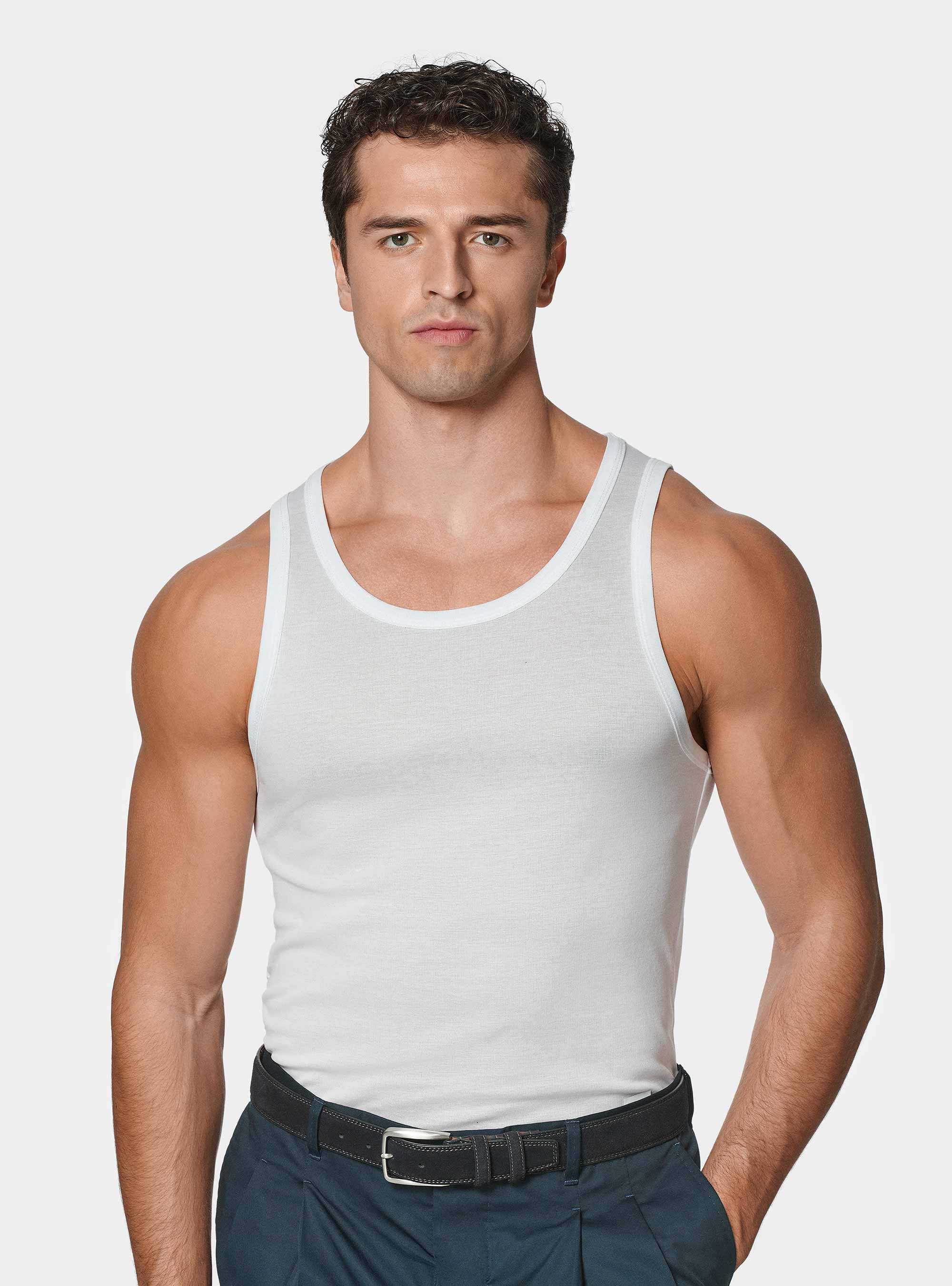 Cotton thread tank top, WHITE