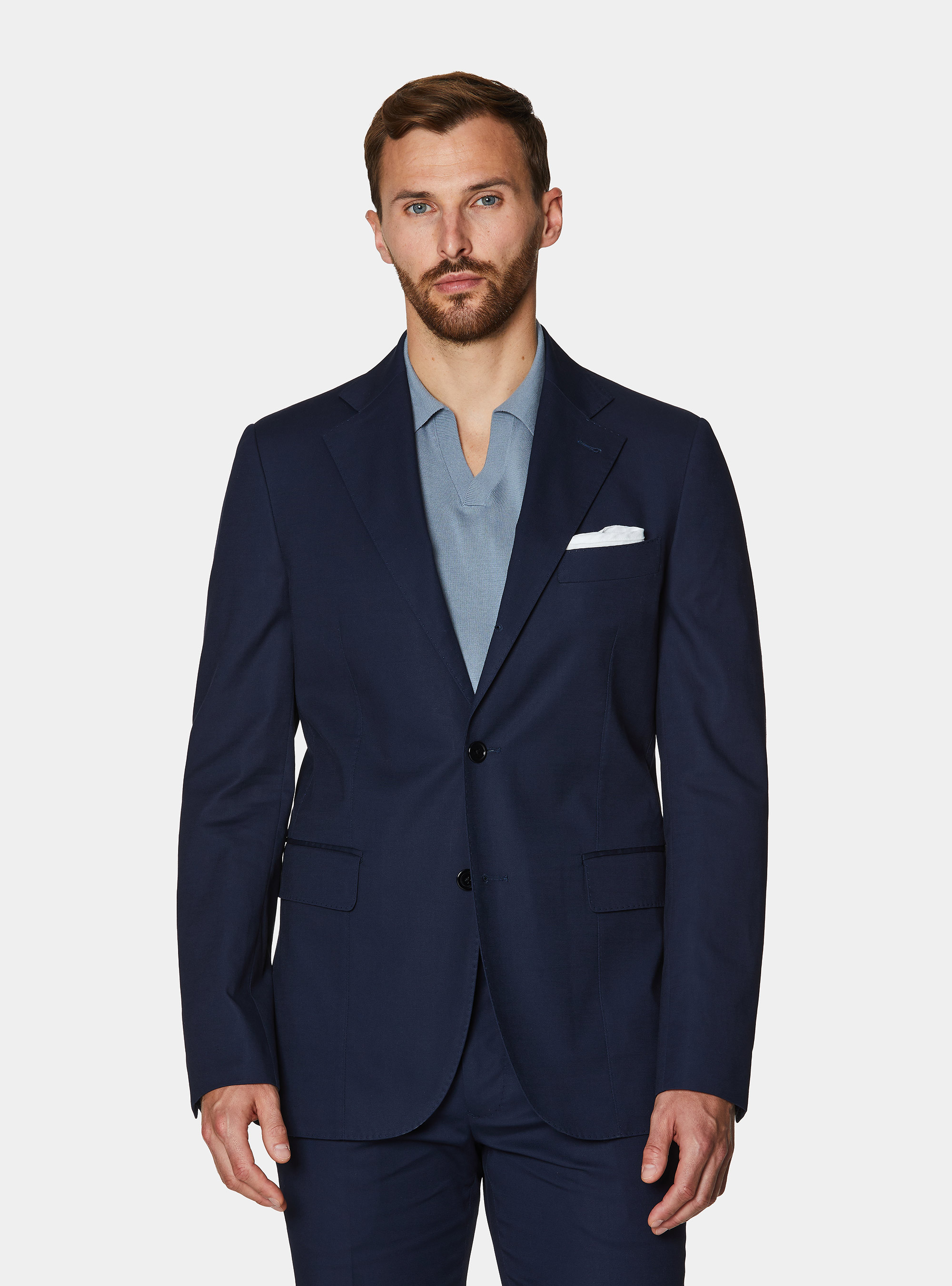 Cotton suit blazer, NAVY BLUE