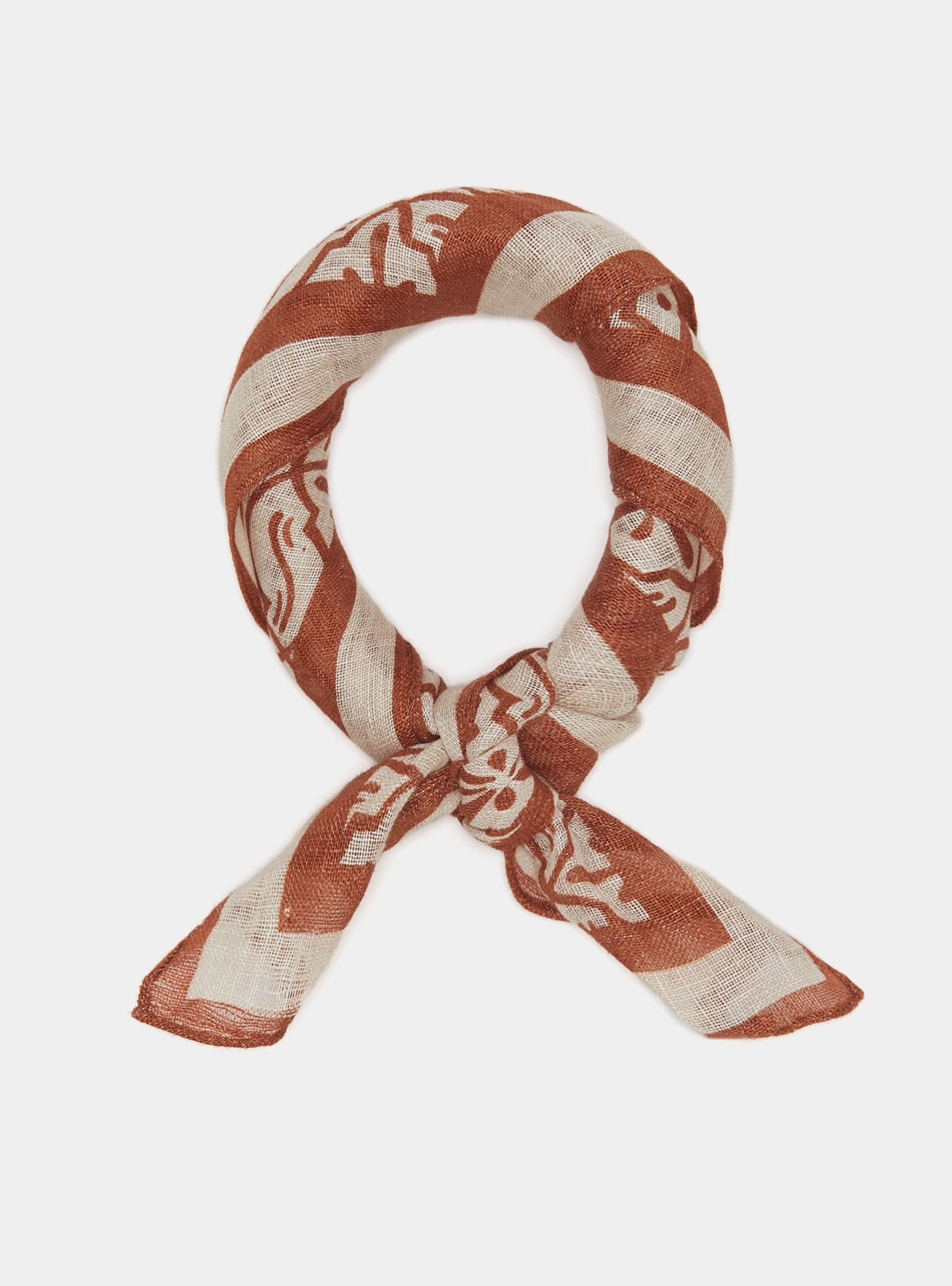 Foulard en lin imprim&eacute;, TERRE CUITE