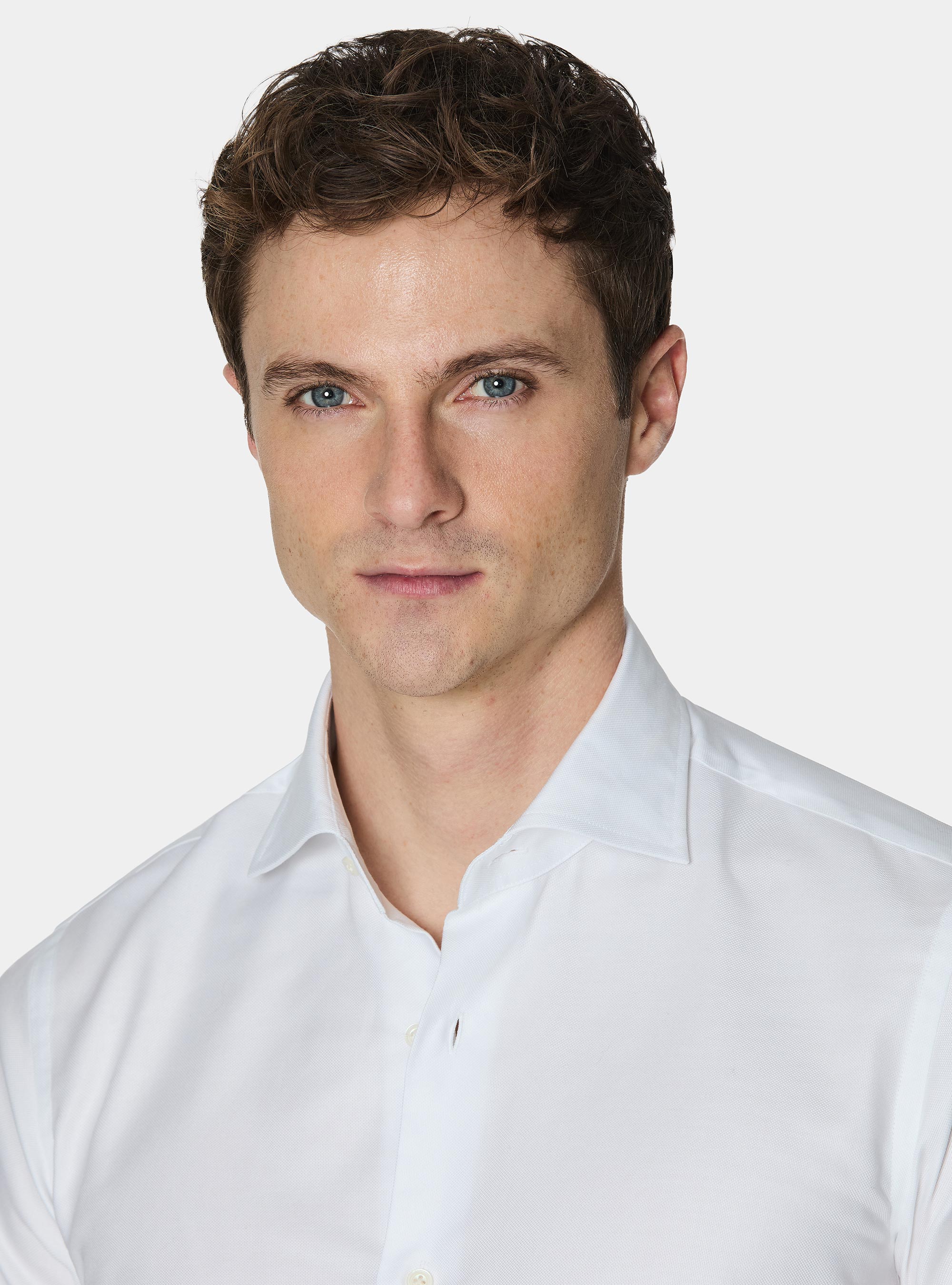 Chemise en coton fil &agrave; fil, BLANC