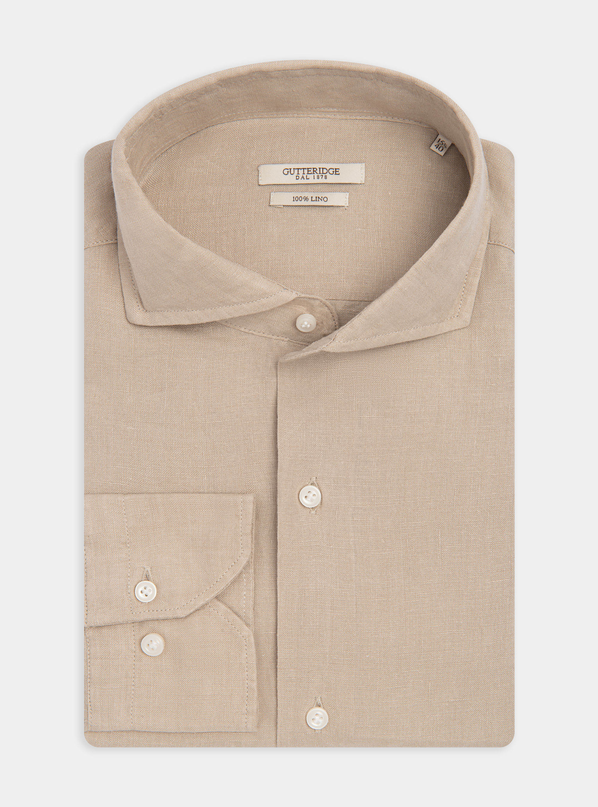 Chemise &agrave; col fran&ccedil;ais en pur lin, SABLE