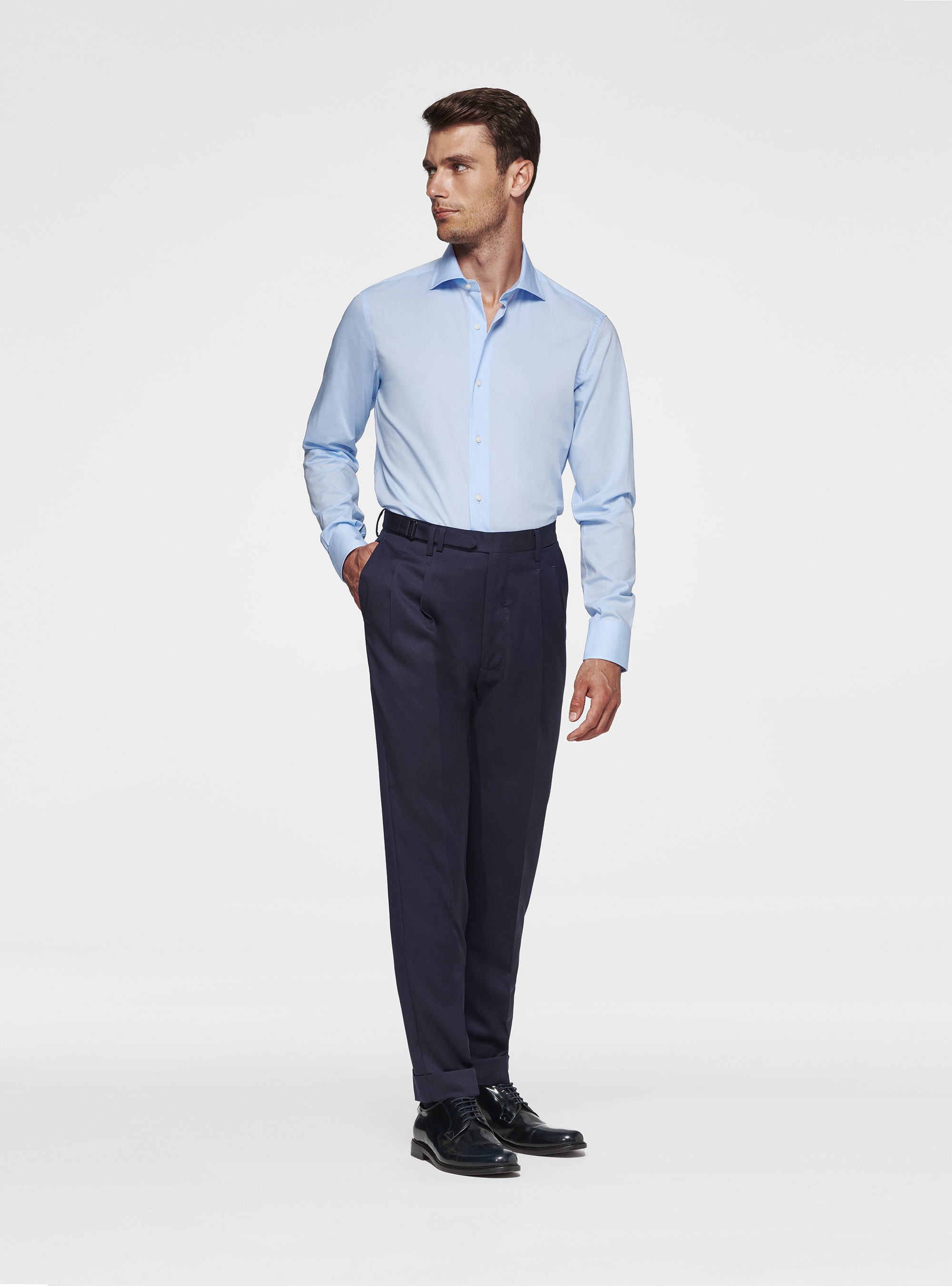 Reda pure wool double pleat trousers, NAVY BLUE