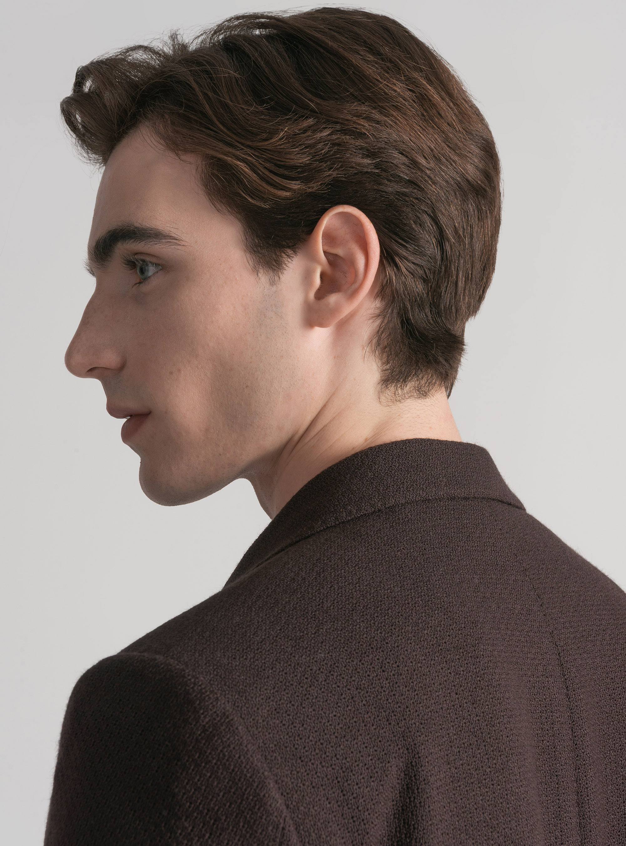 Wool and cotton leno blazer, BROWN