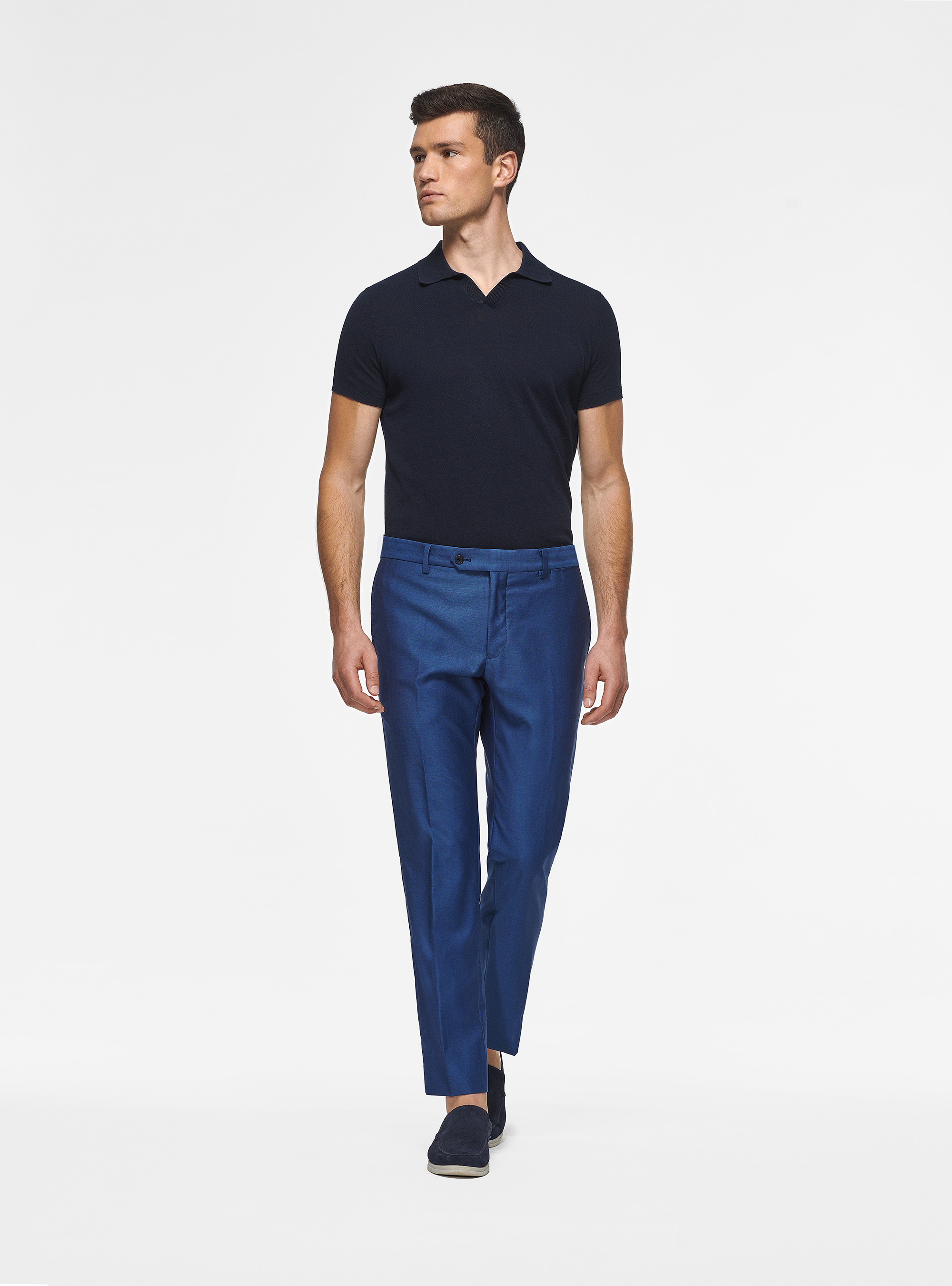 Pantaloni in pura lana superfine 110's, BLU