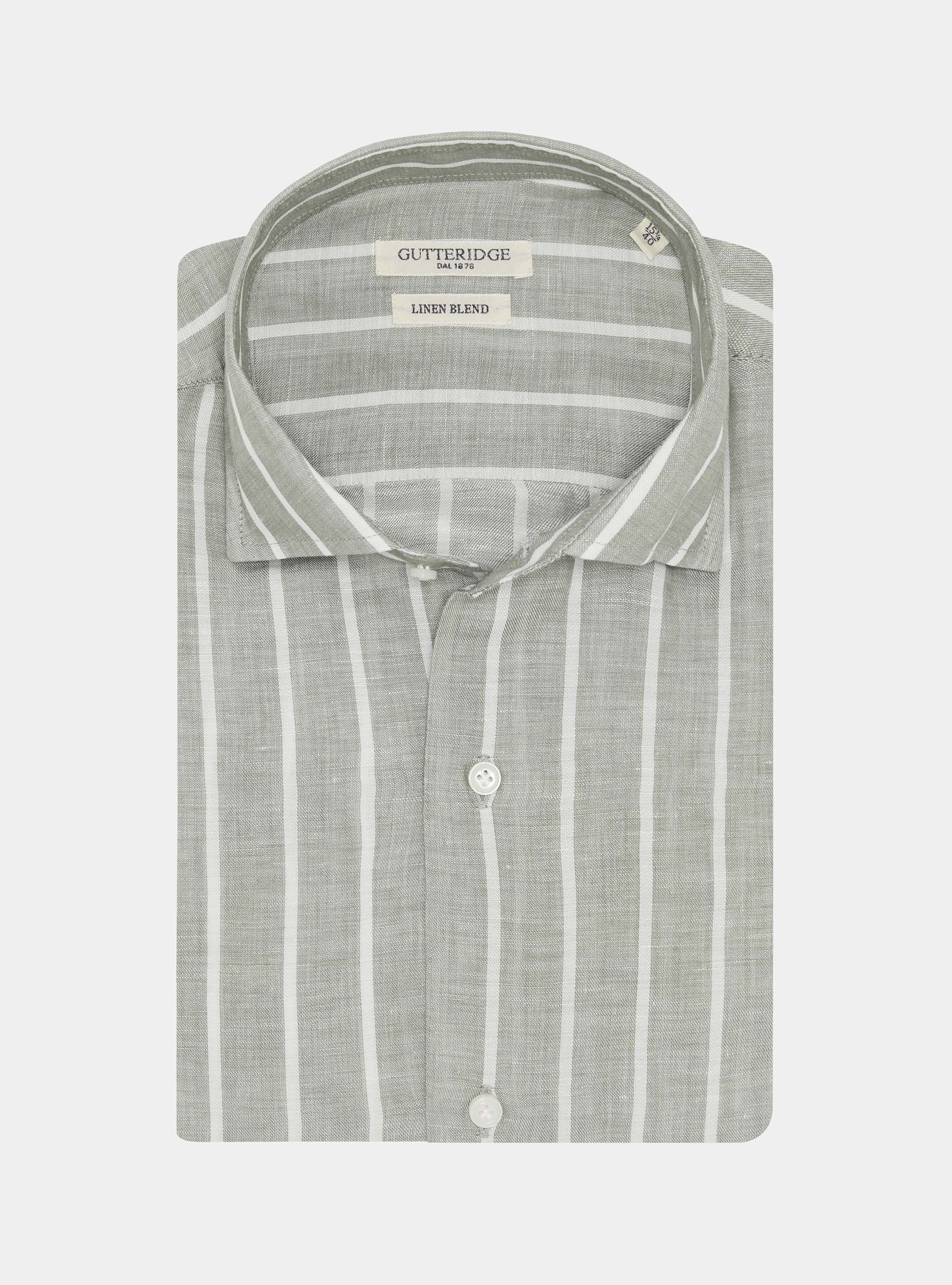 Linen blend striped shirt, SALVIA 0602C