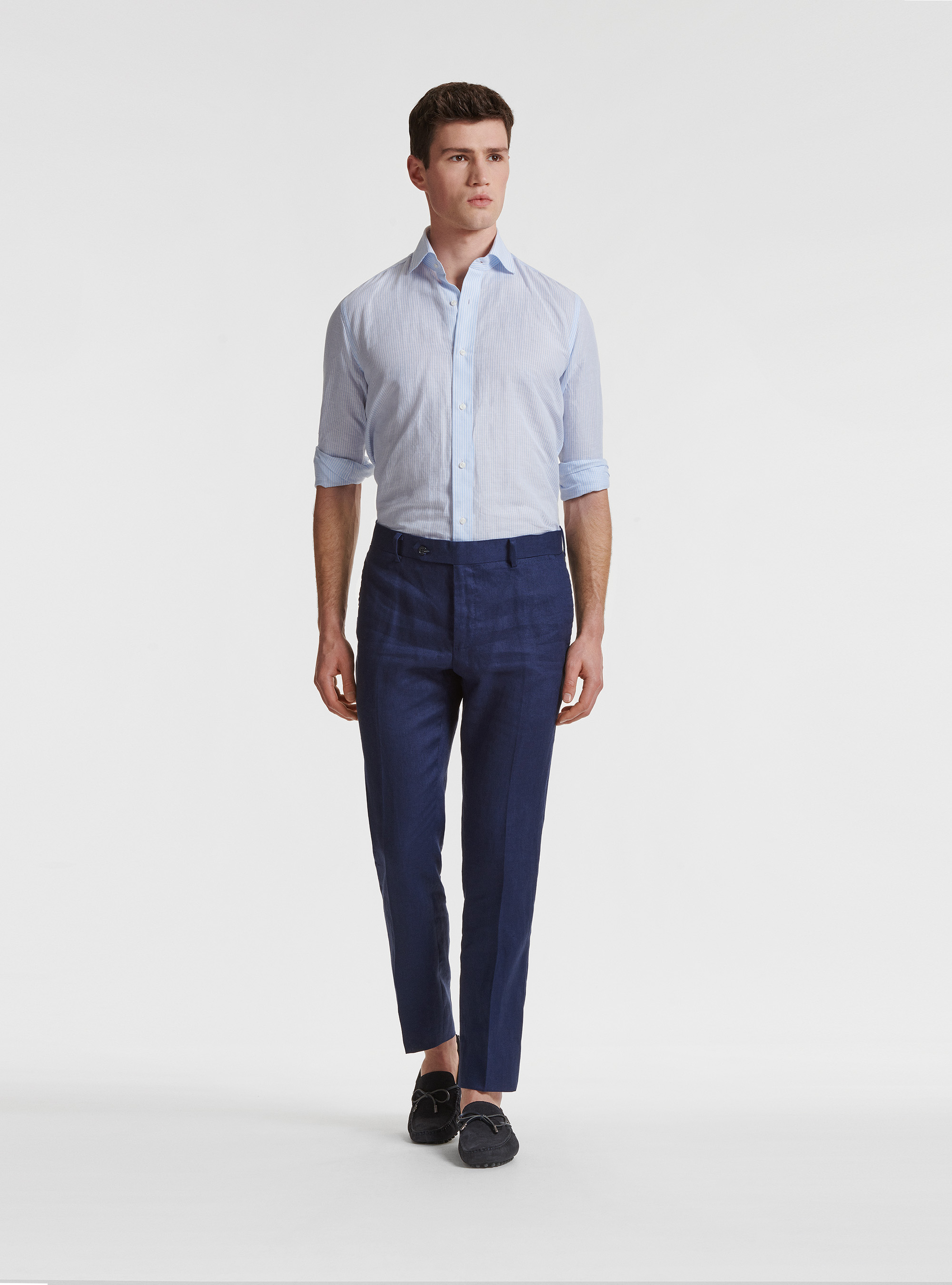 Pure linen suit trousers, BLUE