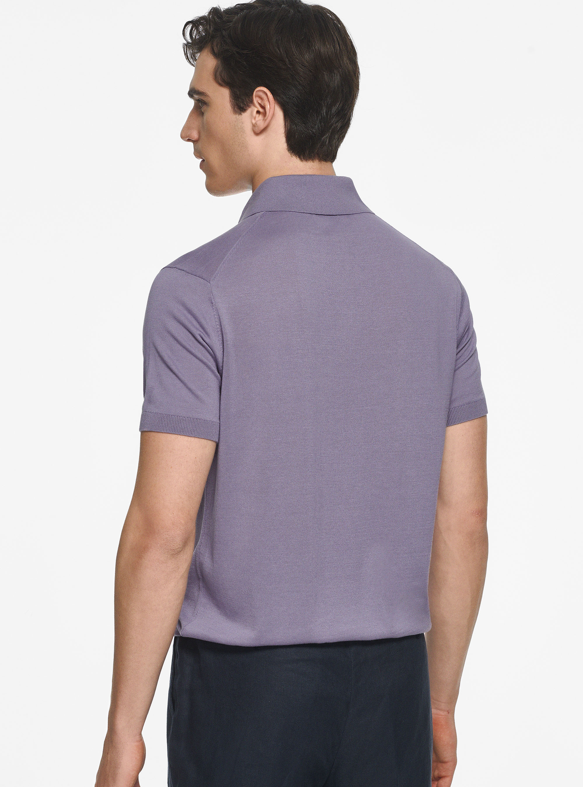 Polo de punto de algod&oacute;n y seda, LAVANDA 0465C