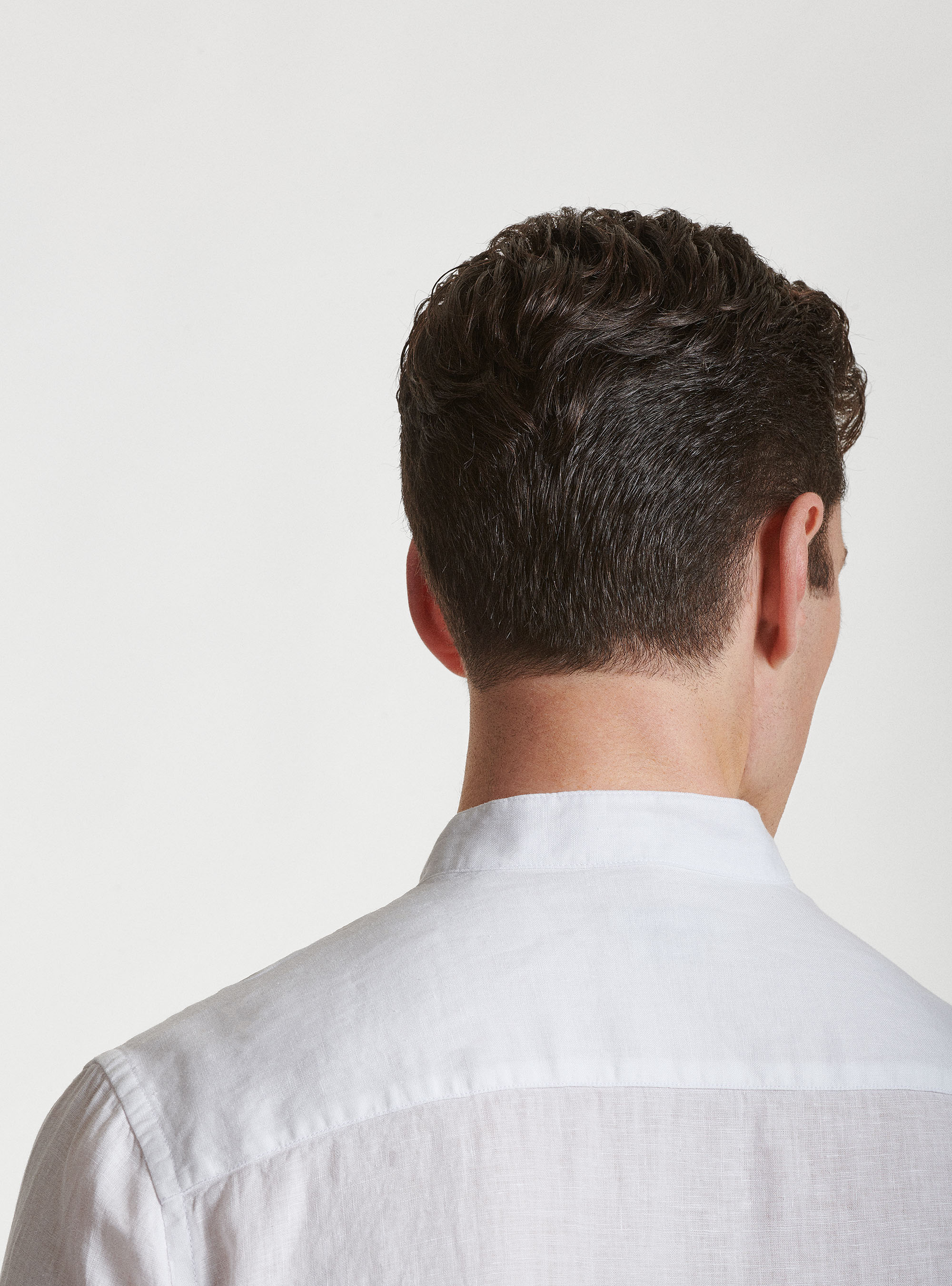 Pure linen Korean collar shirt, WHITE