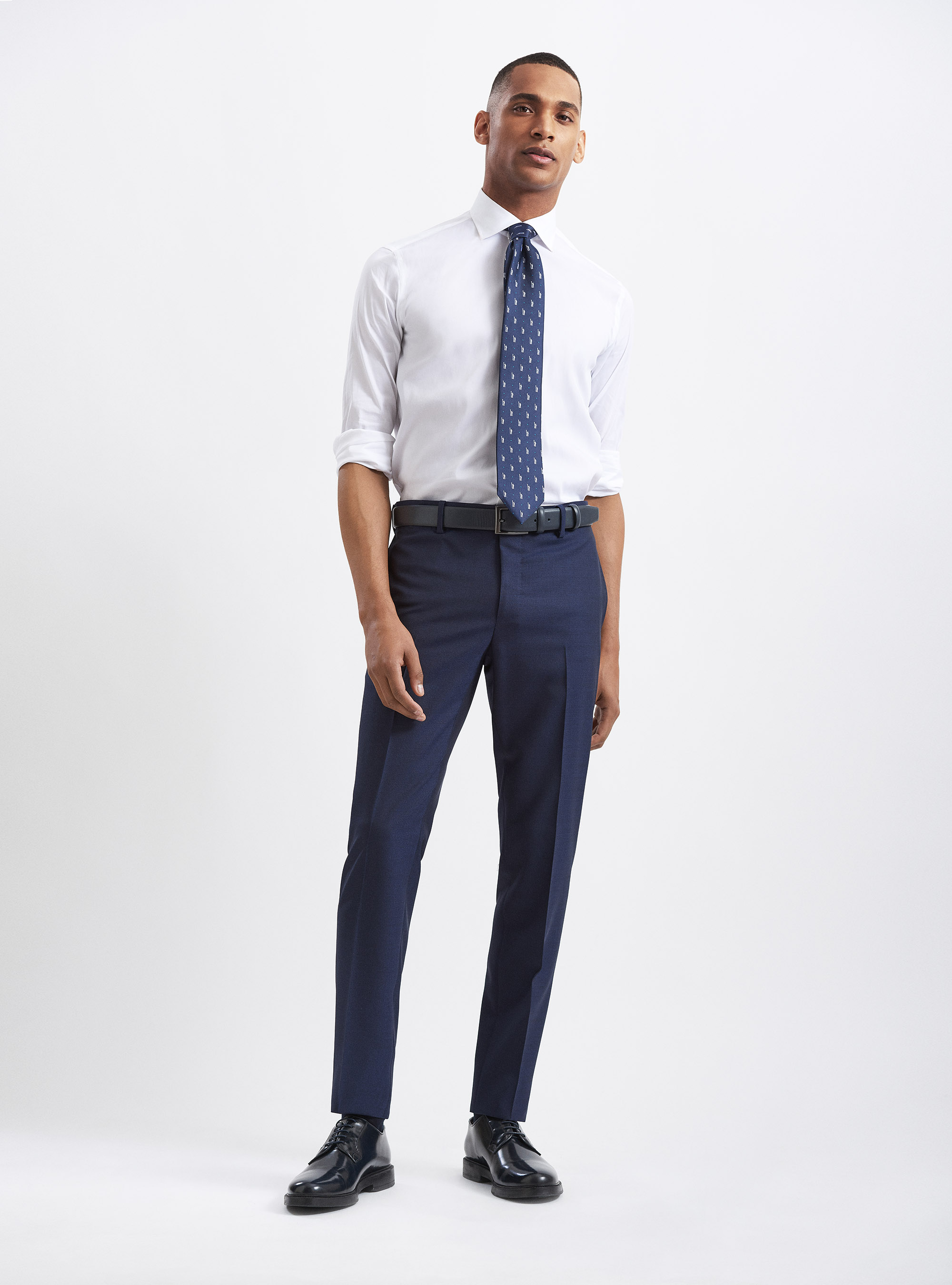 Pantaloni per abito in pura lana tessuti Vitale Barberis Canonico, NAVY 0218C