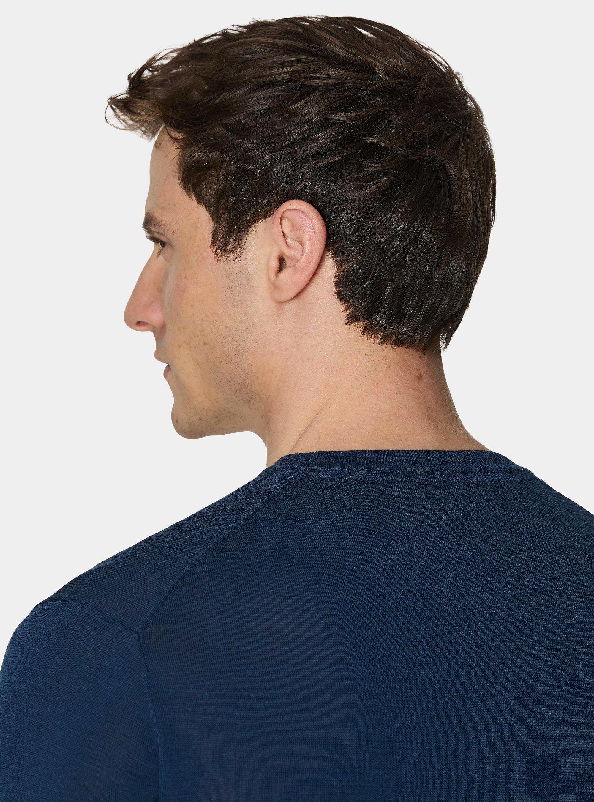 Rundhals-Pullover aus Baumwolle und Seide, INCHIOSTRO 0232C