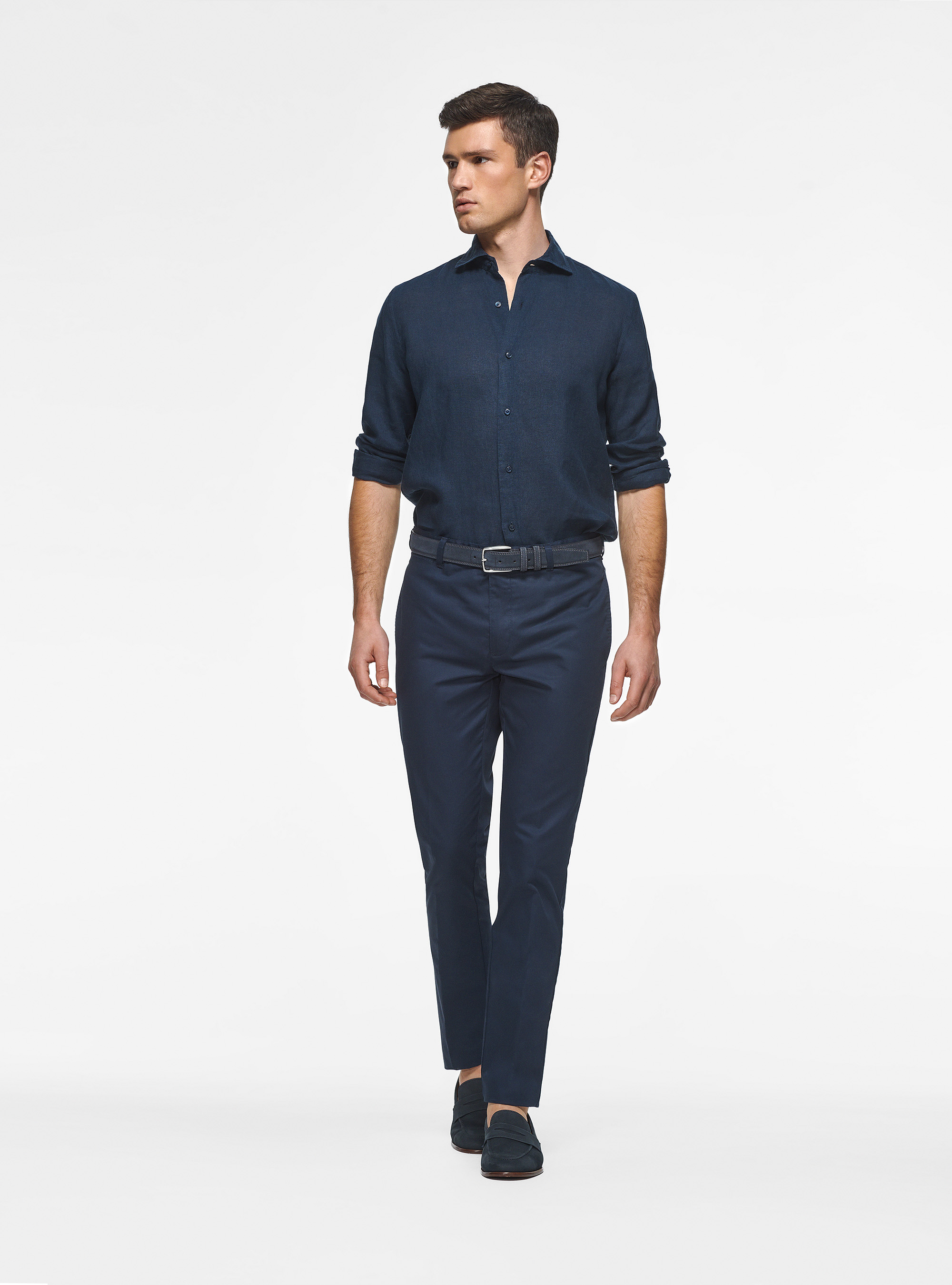 Camicia in puro lino, BLU NAVY