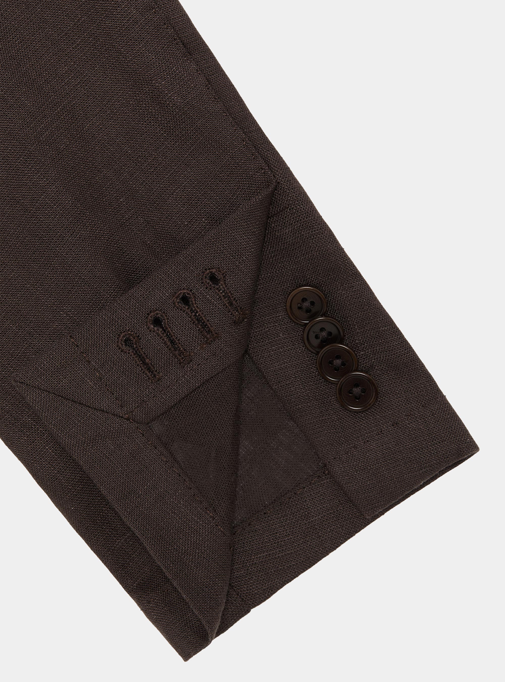 Veste cor&eacute;enne en pur lin, MARRON