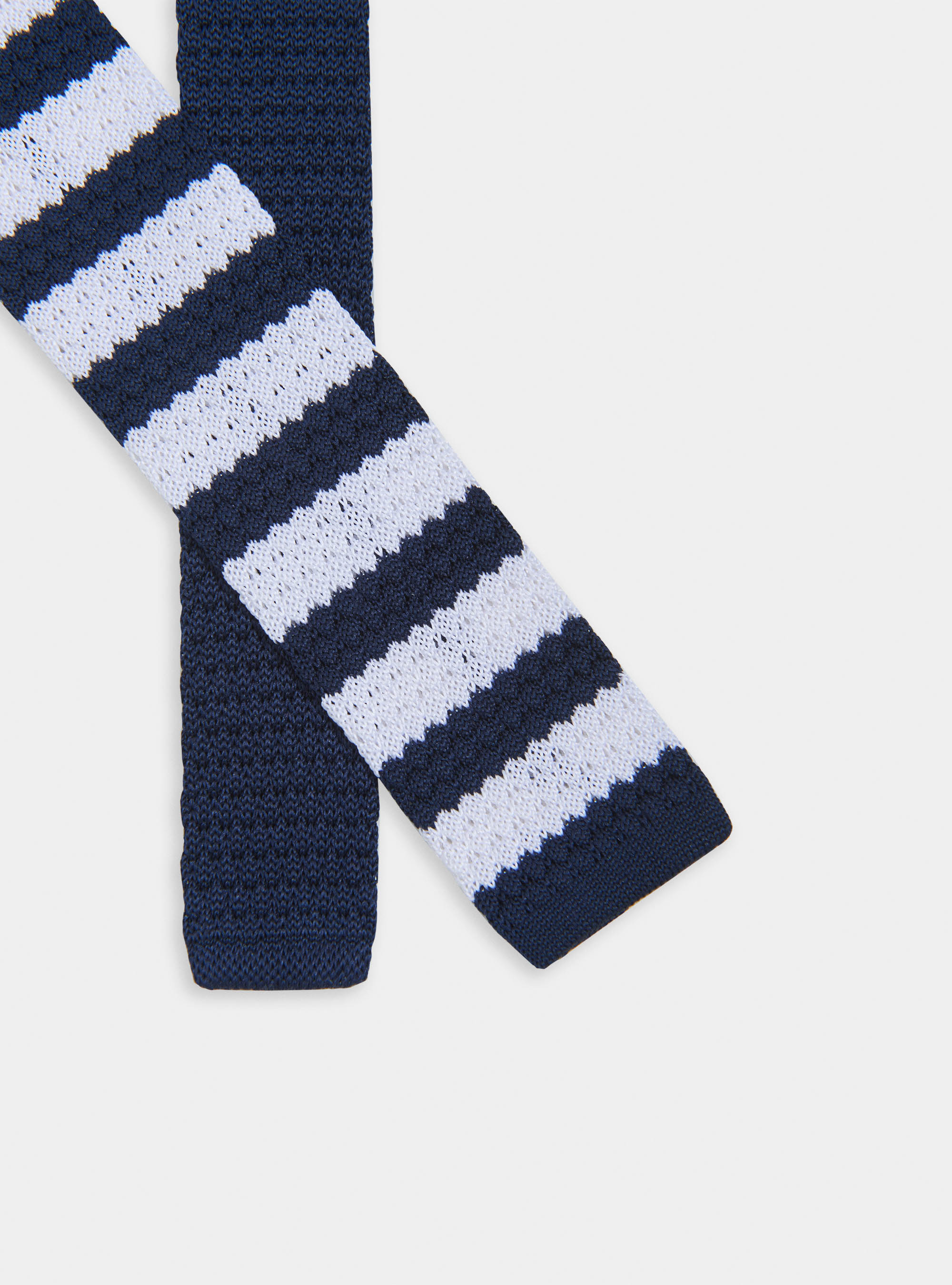 Corbata de punto a rayas, AZUL MARINO