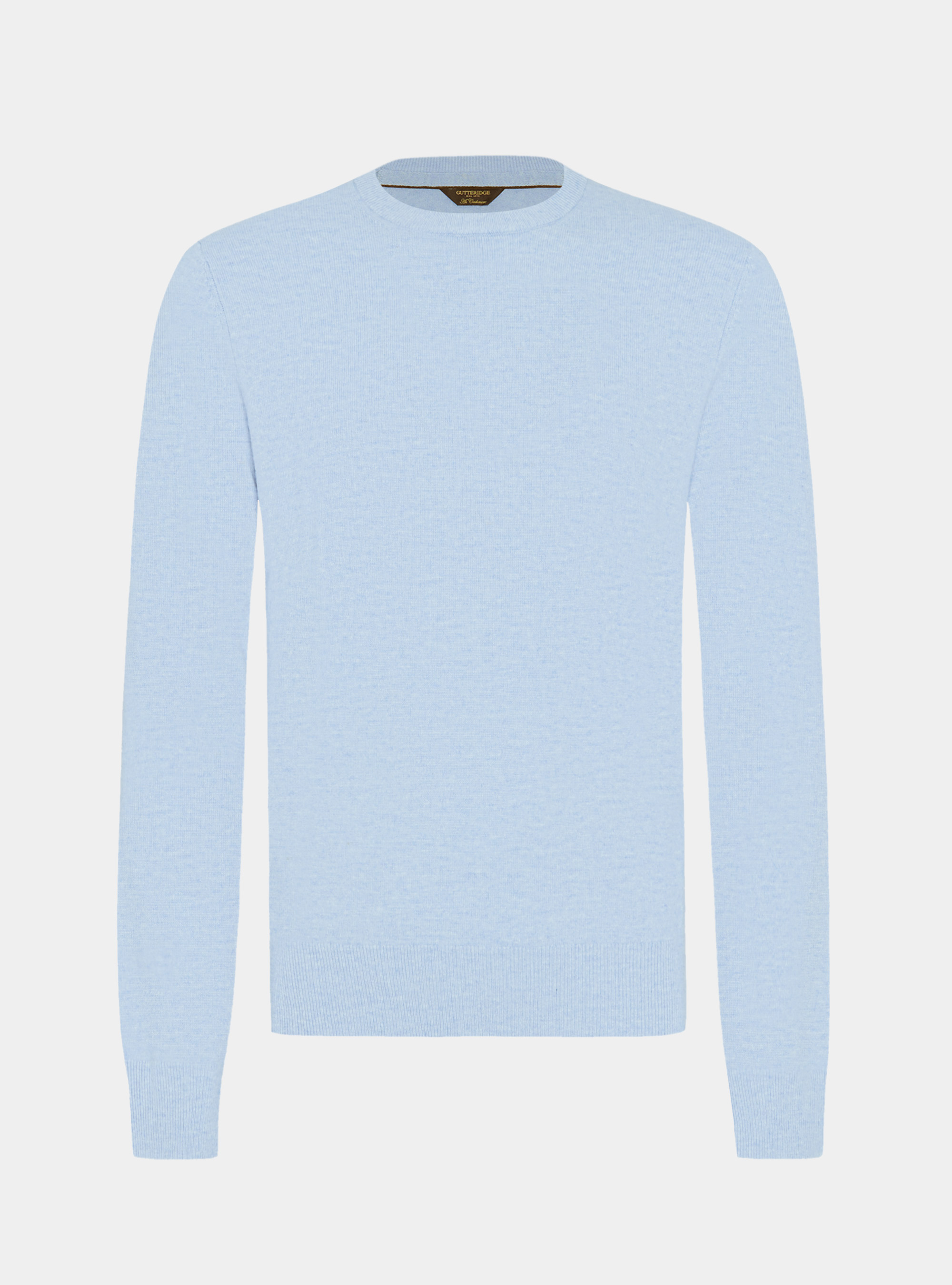 Maglia girocollo in lana lambswool e cashmere, AZZURRO POLVERE 0283C