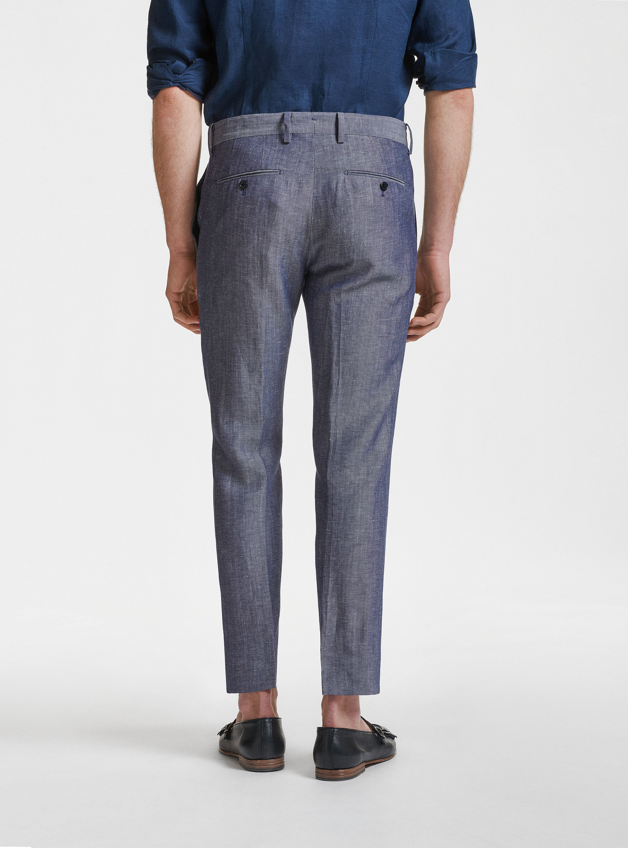Wool and linen suit trousers DUEMILAGORI, 0243C DENIM