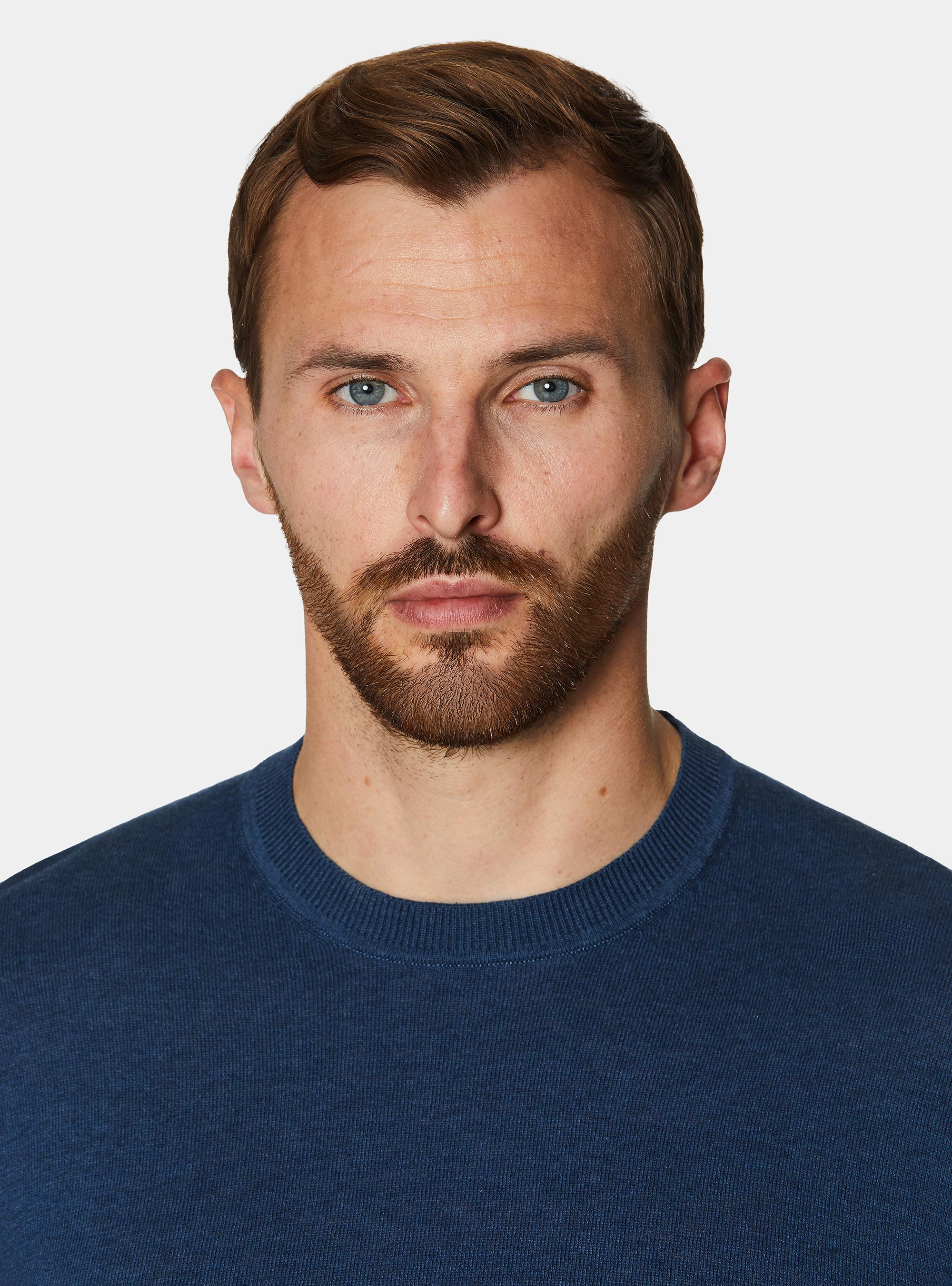 Cotton silk and cashmere crew neck sweater, INK