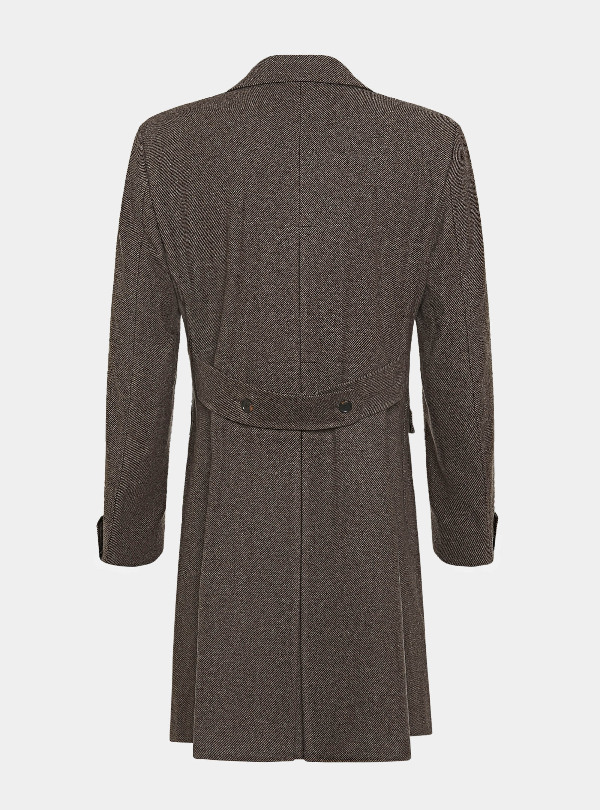 Wool and silk diagonal double-breasted coat, BROWN