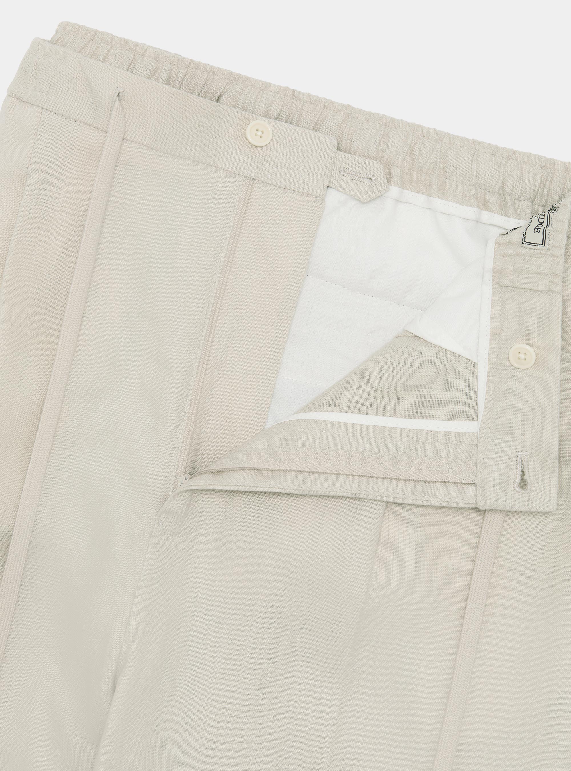Pantalon en pur lin avec pinces et cordon de serrage, &Atilde; CRU