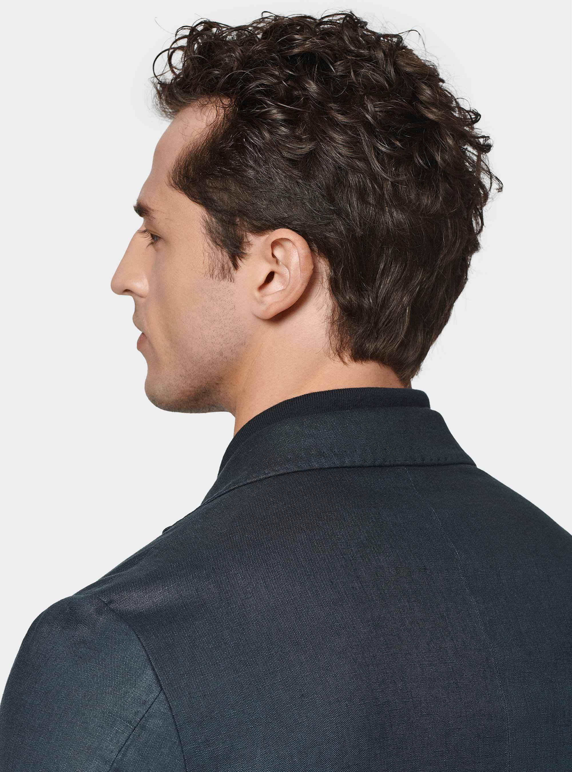 Pure linen suit blazer, NAVY BLUE