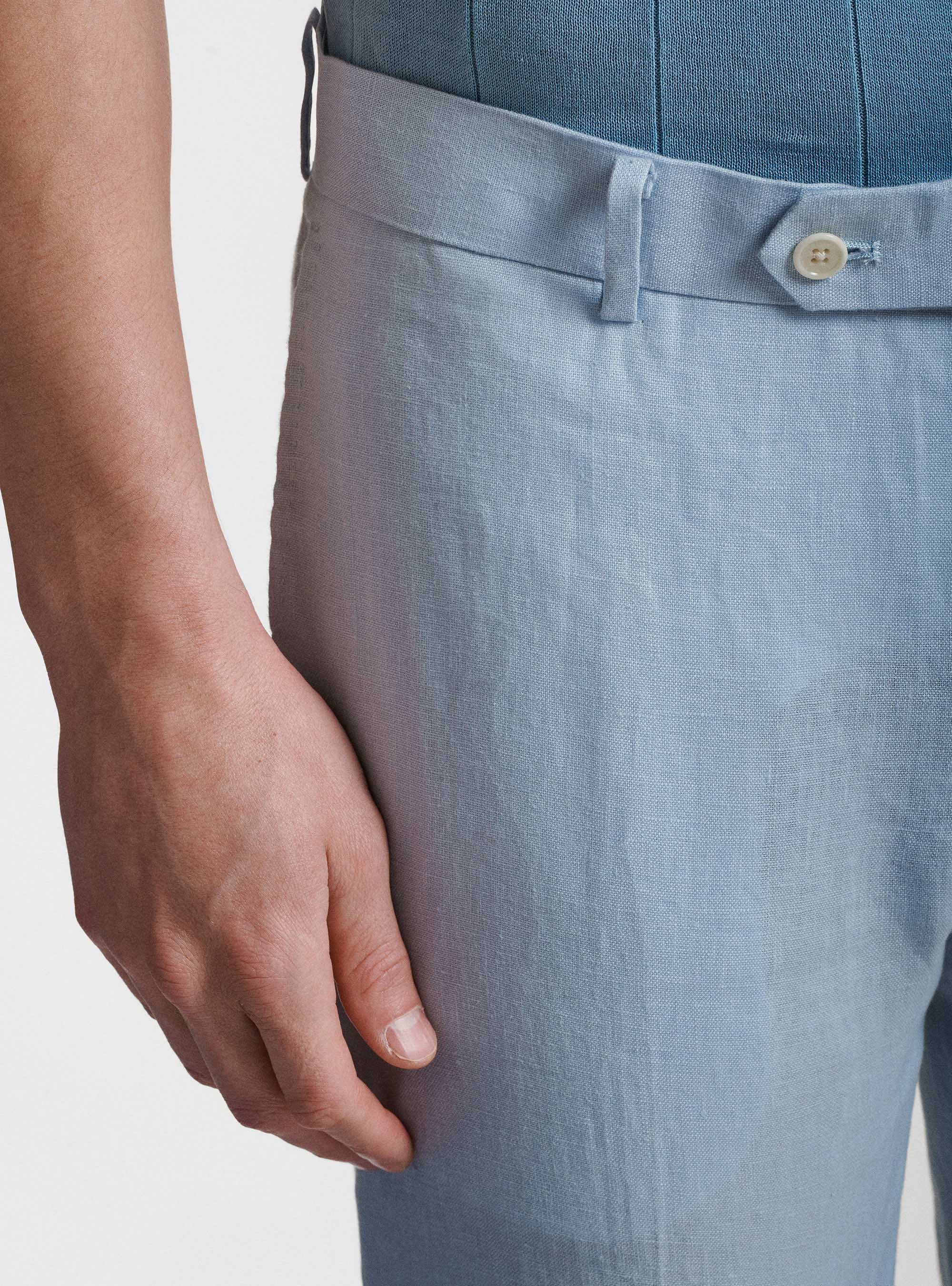Pure linen suit trousers, LIGHT BLUE
