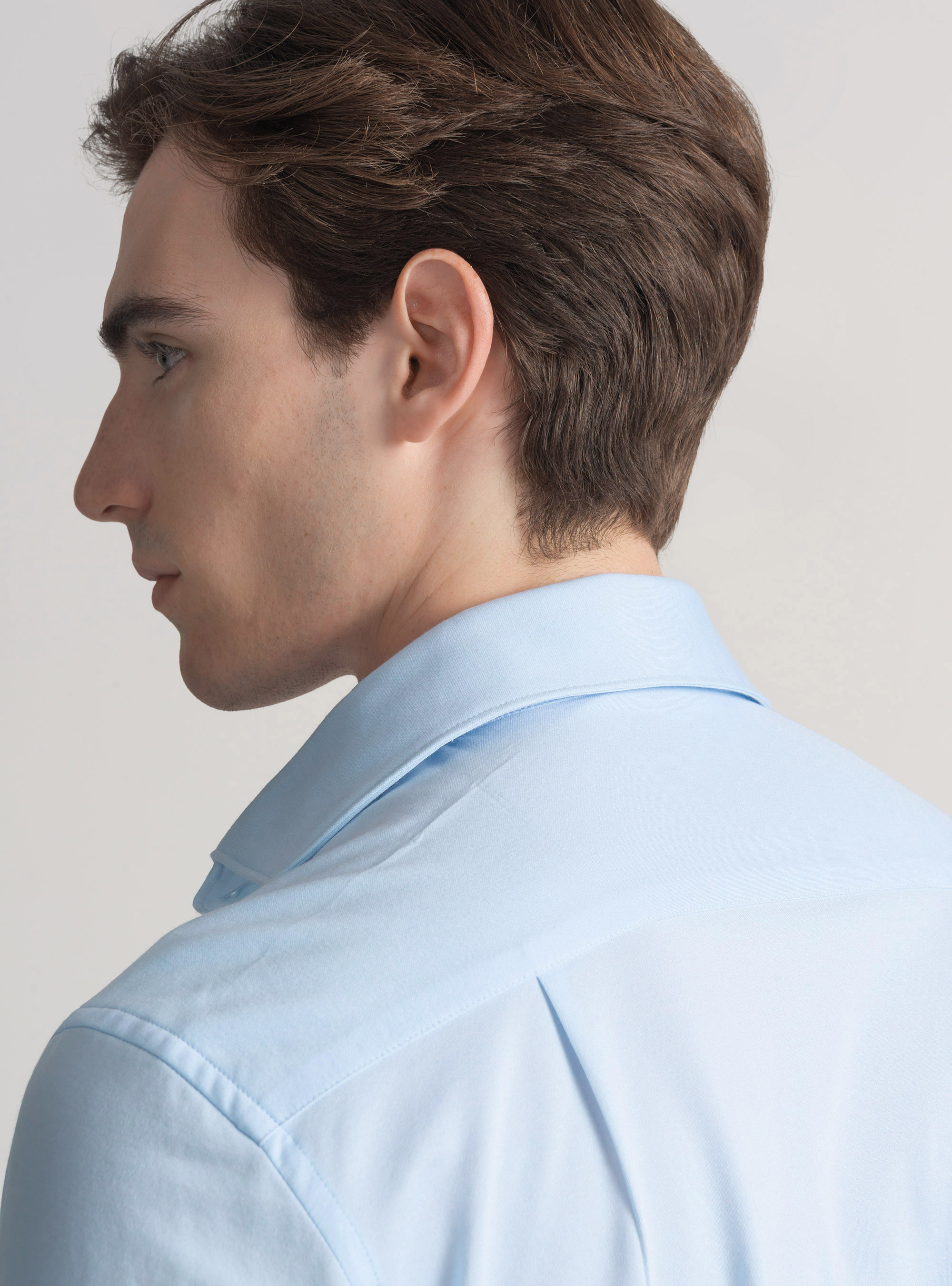 Camicia in jersey di misto cotone, AZZURRO