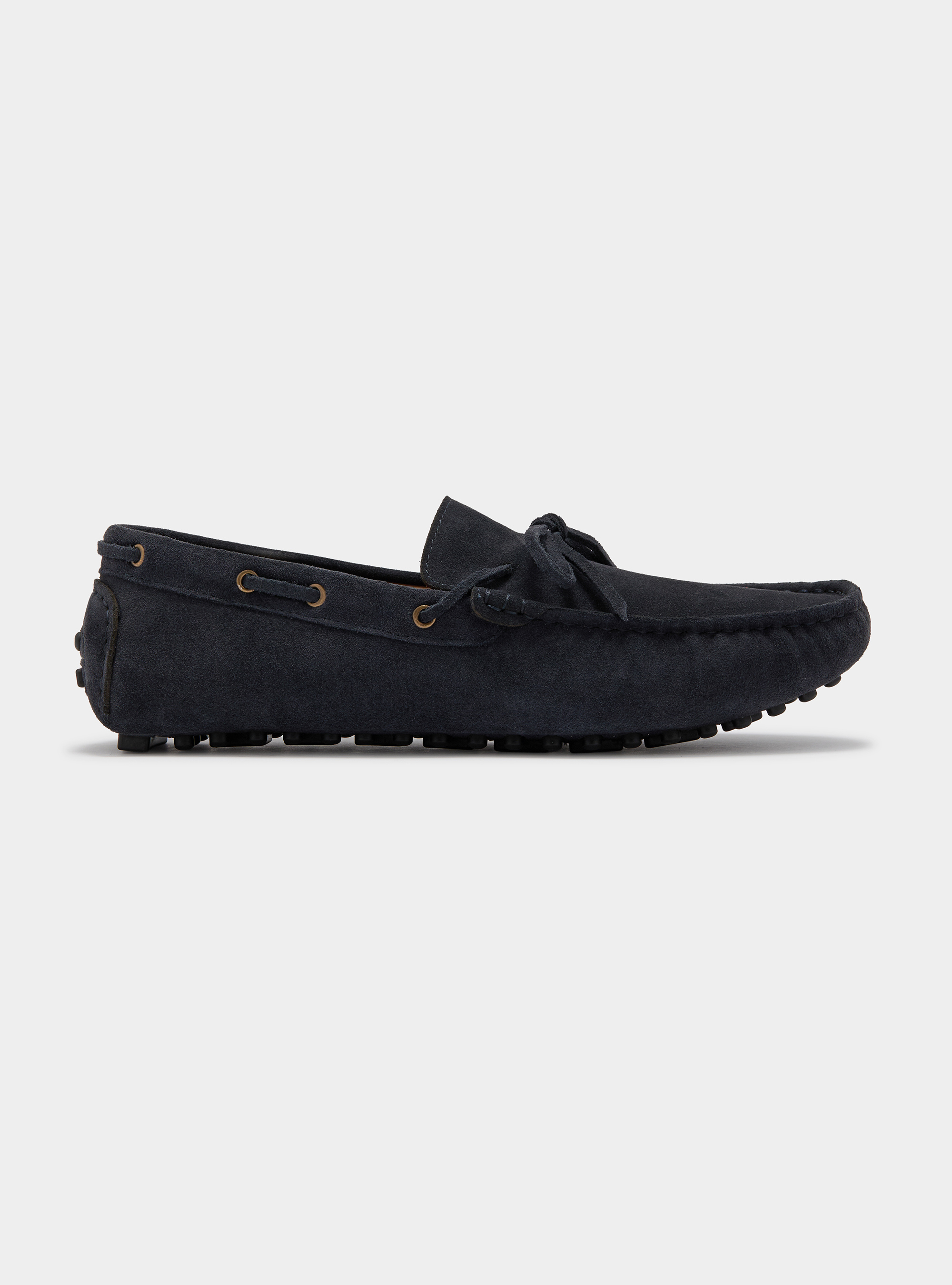 Suede boat loafers, NAVY BLUE