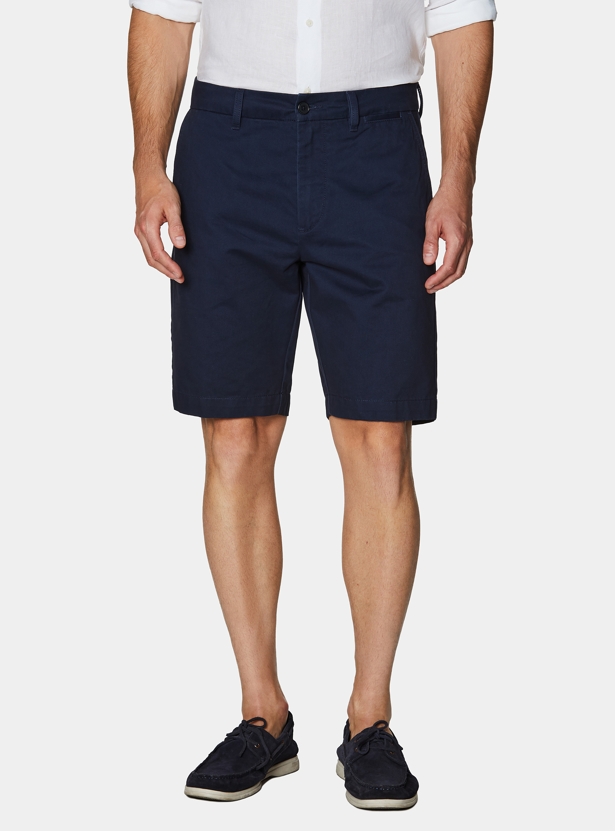 Bermuda chino en twill de coton, BLEU MARINE