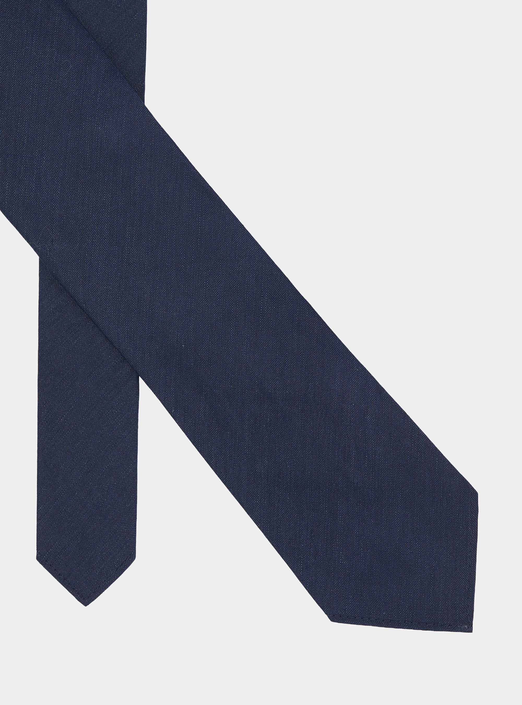 Cravate en soie et lin, BLEU MARINE