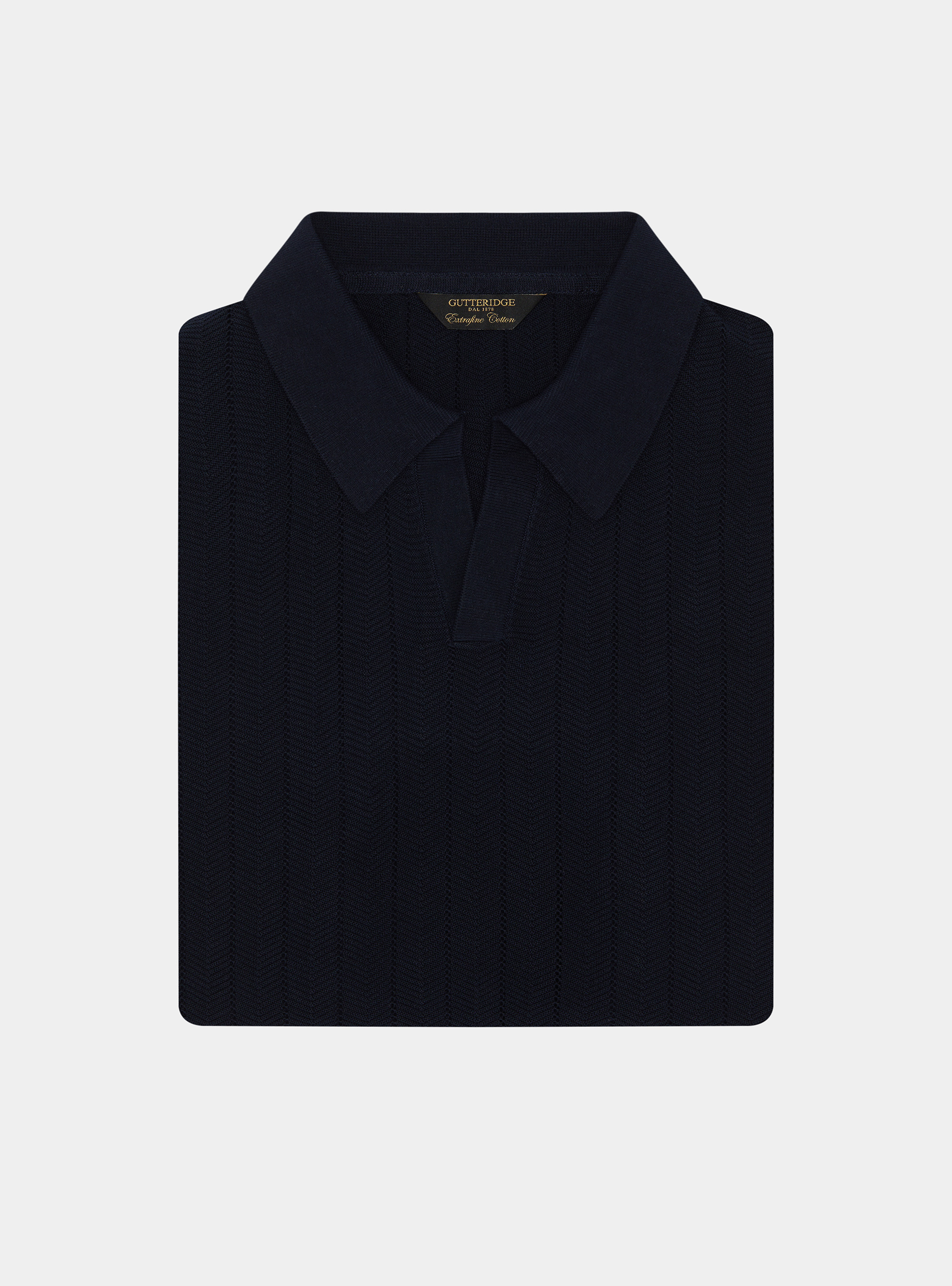Polo perforado de algod&oacute;n a rayas, AZUL MARINO