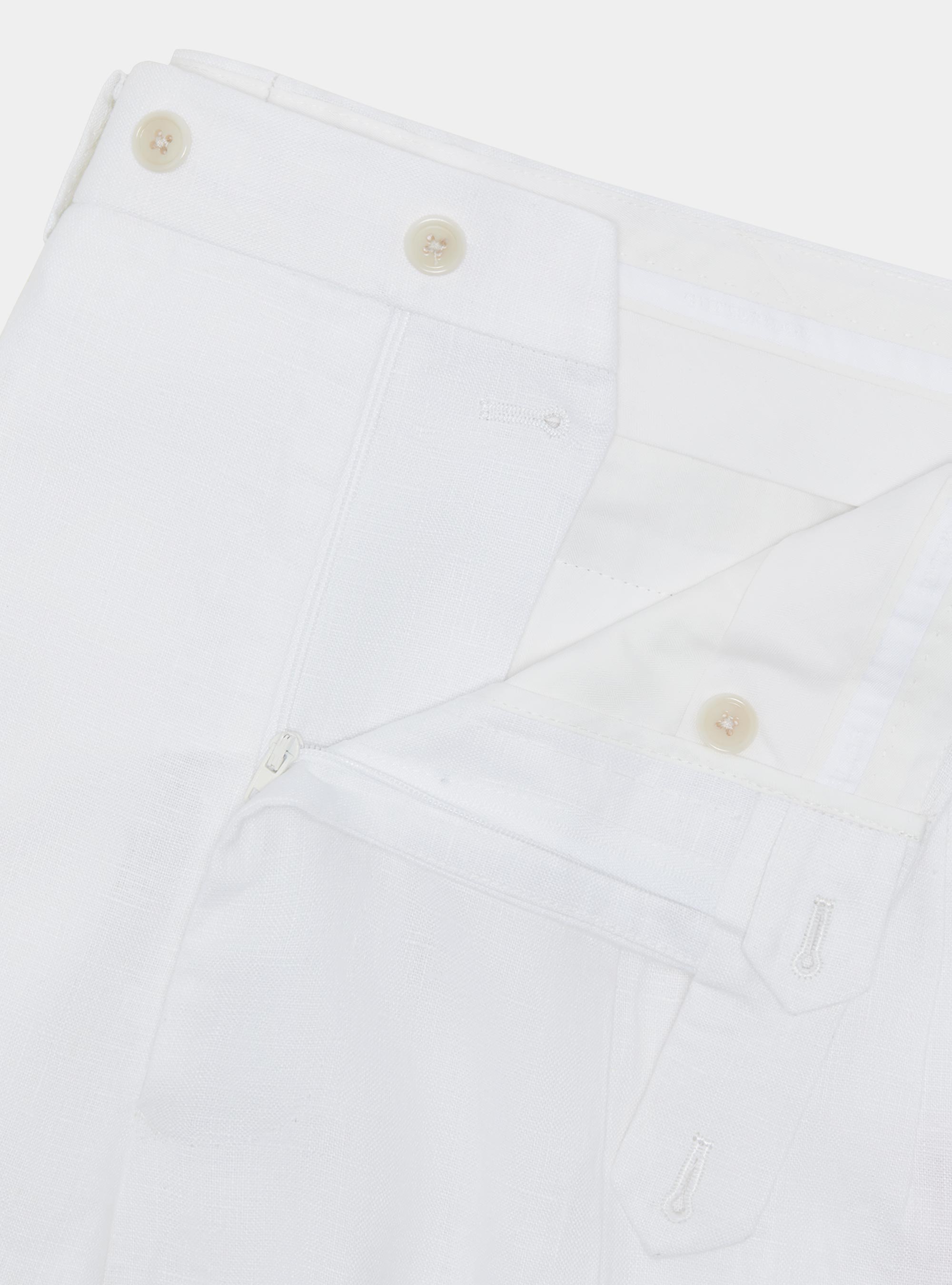 Pure linen double pleat trousers, WHITE