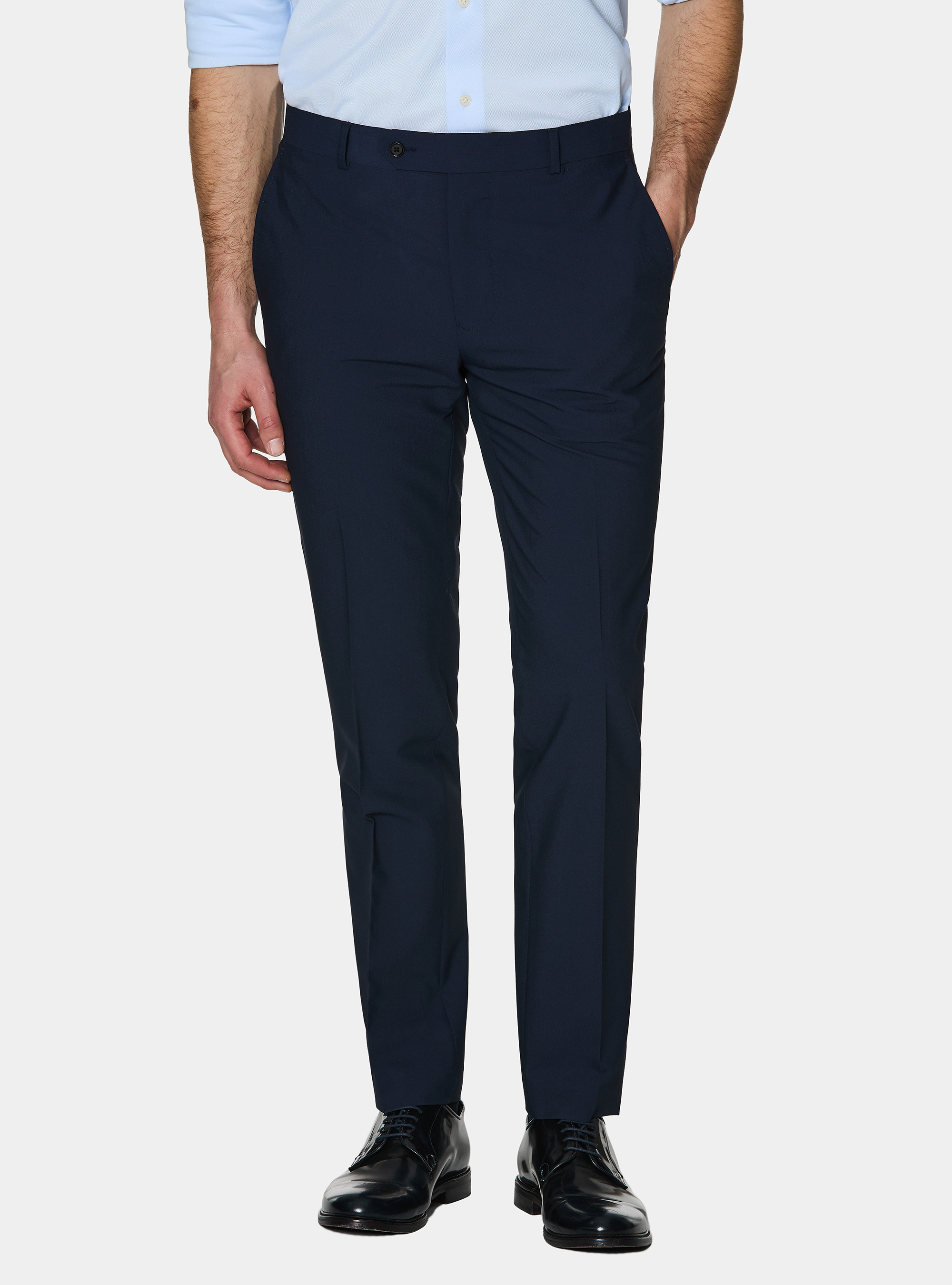 Slim-fit suit trousers, NAVY BLUE