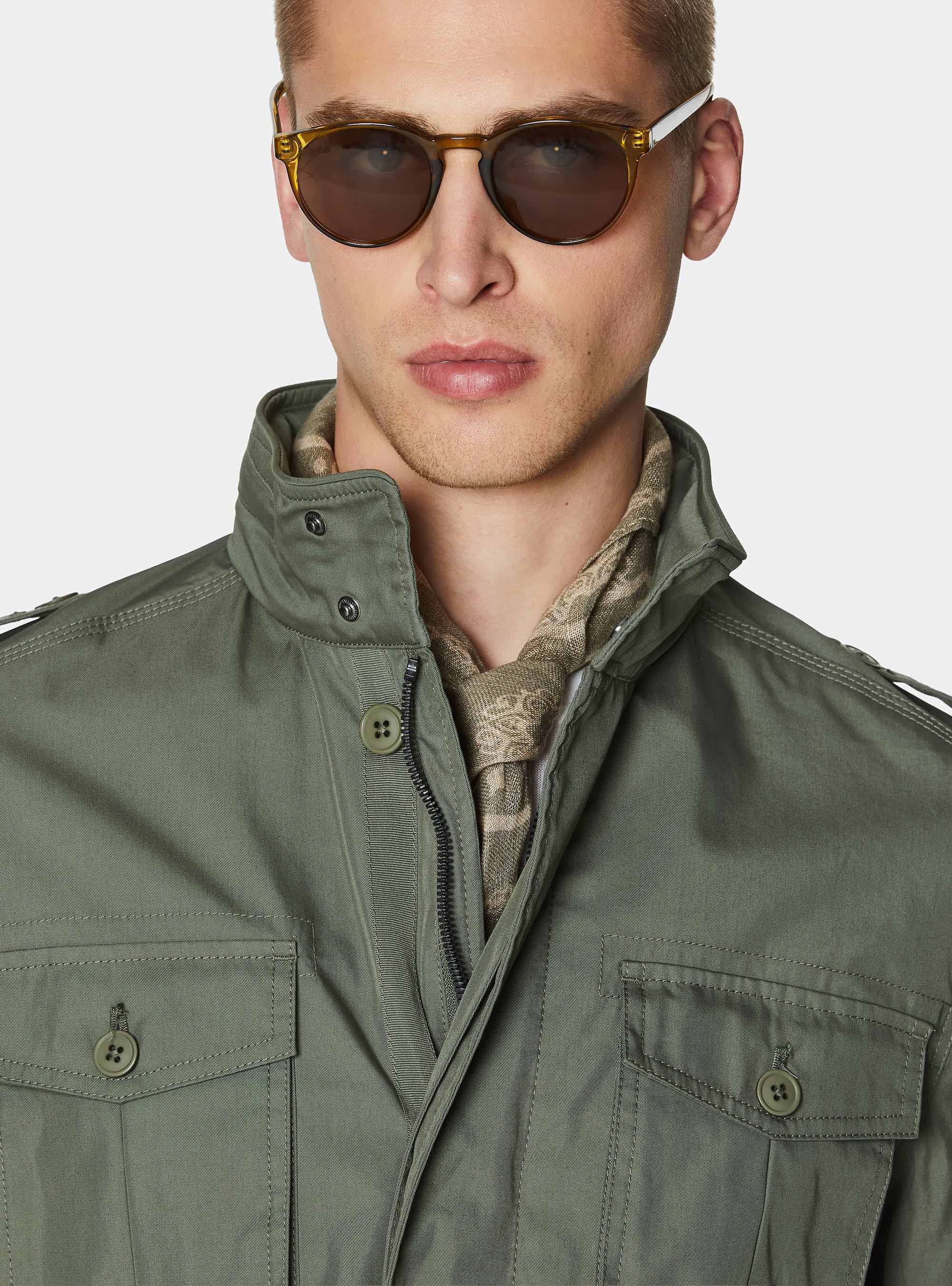 Field jacket in cotton blend twill, SALVIA 0602C