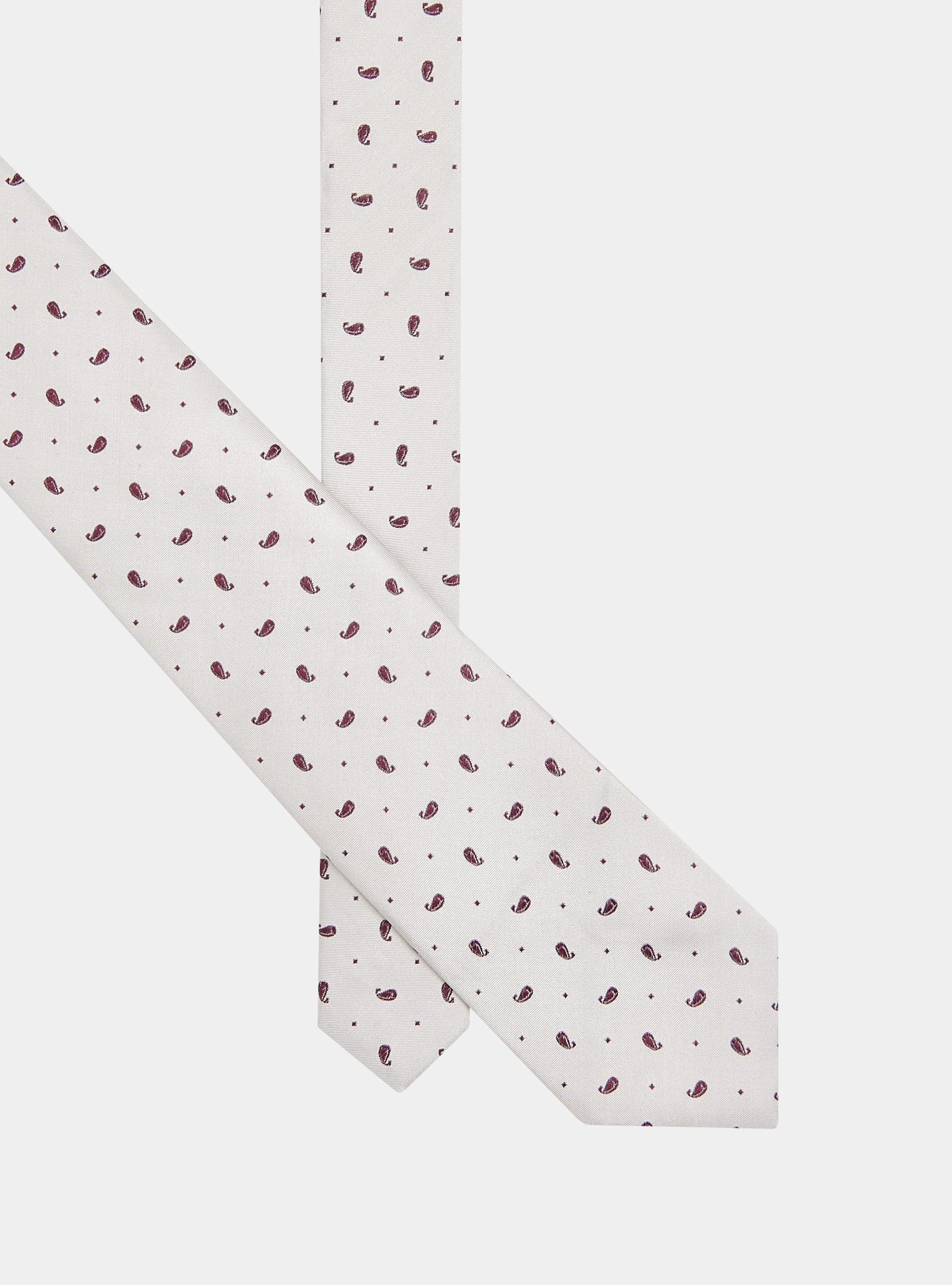 Cravate en soie jacquard, ECRU/BORDEAUX EB01